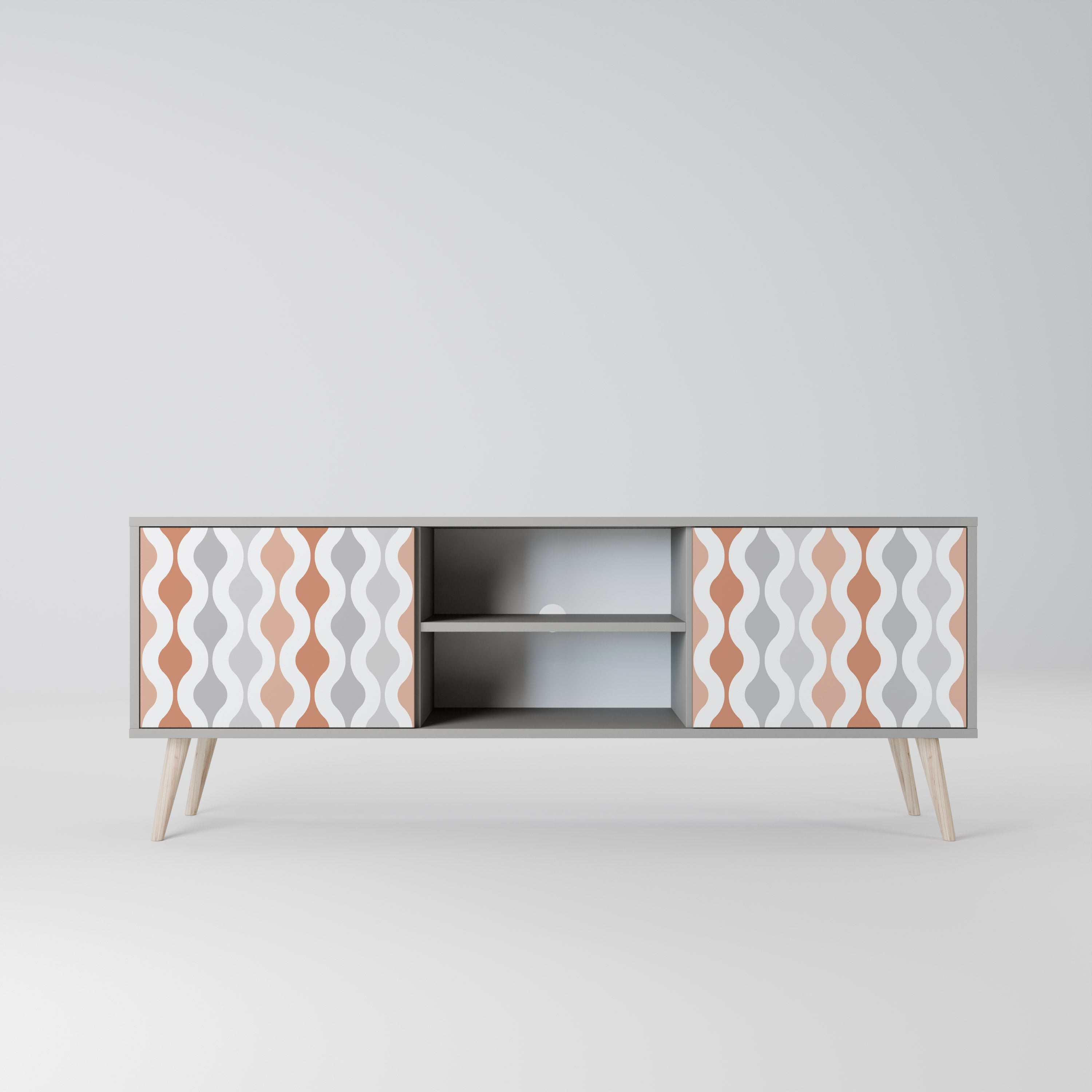 HAZY NOSTALGIA 2-Door TV Stand in Grey Finish