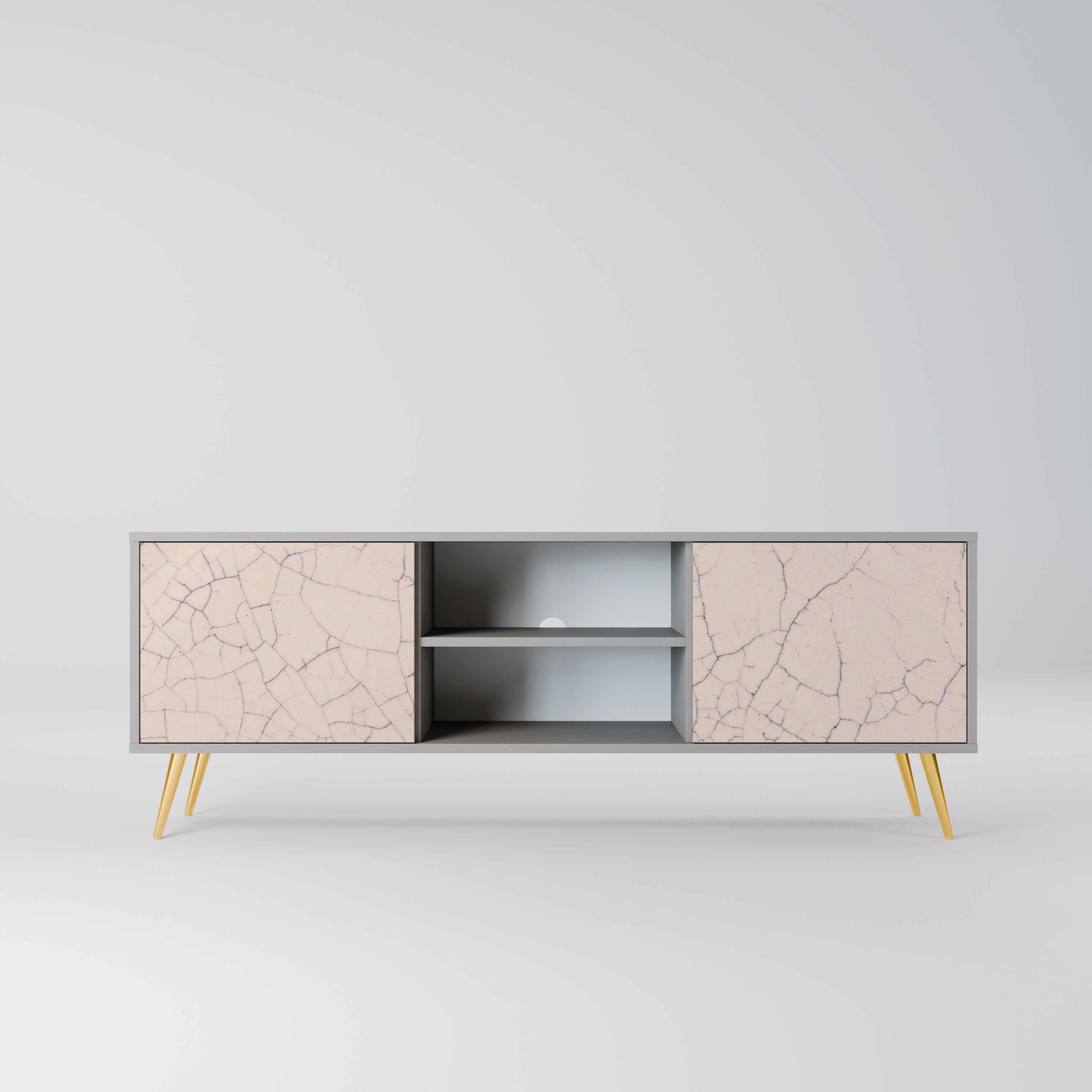 CERAMIC TEXTURE 2-Door TV Stand in Grey Finish