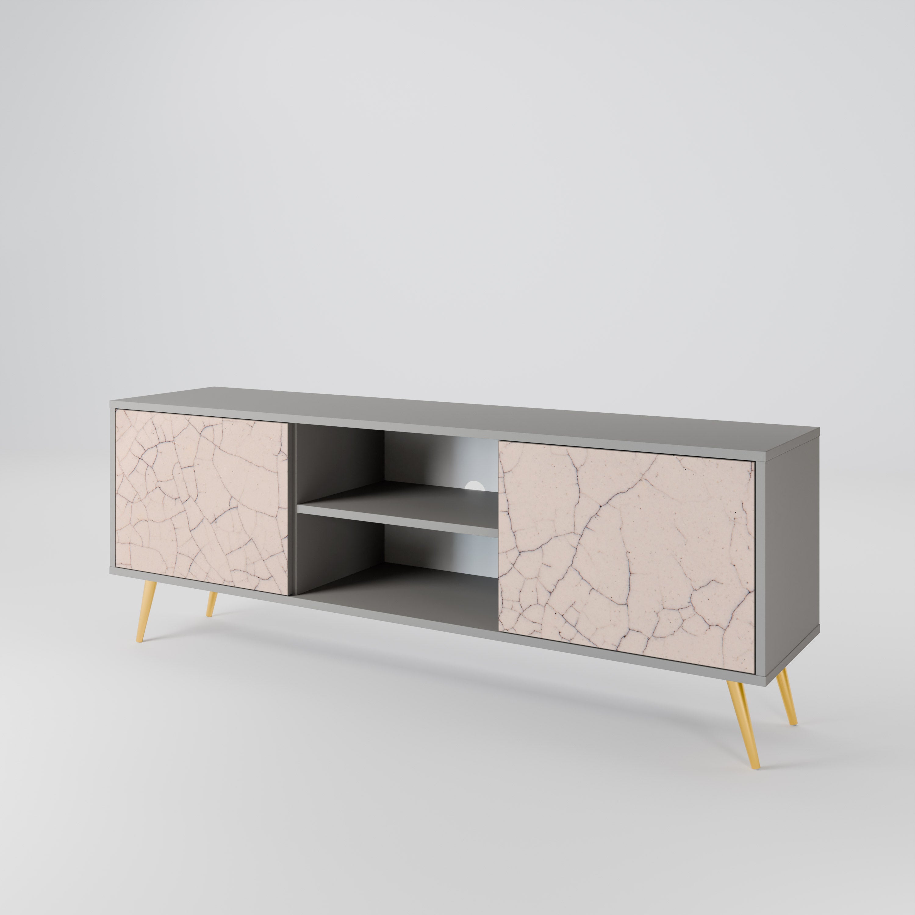 CERAMIC TEXTURE 2-Door TV Stand in Grey Finish
