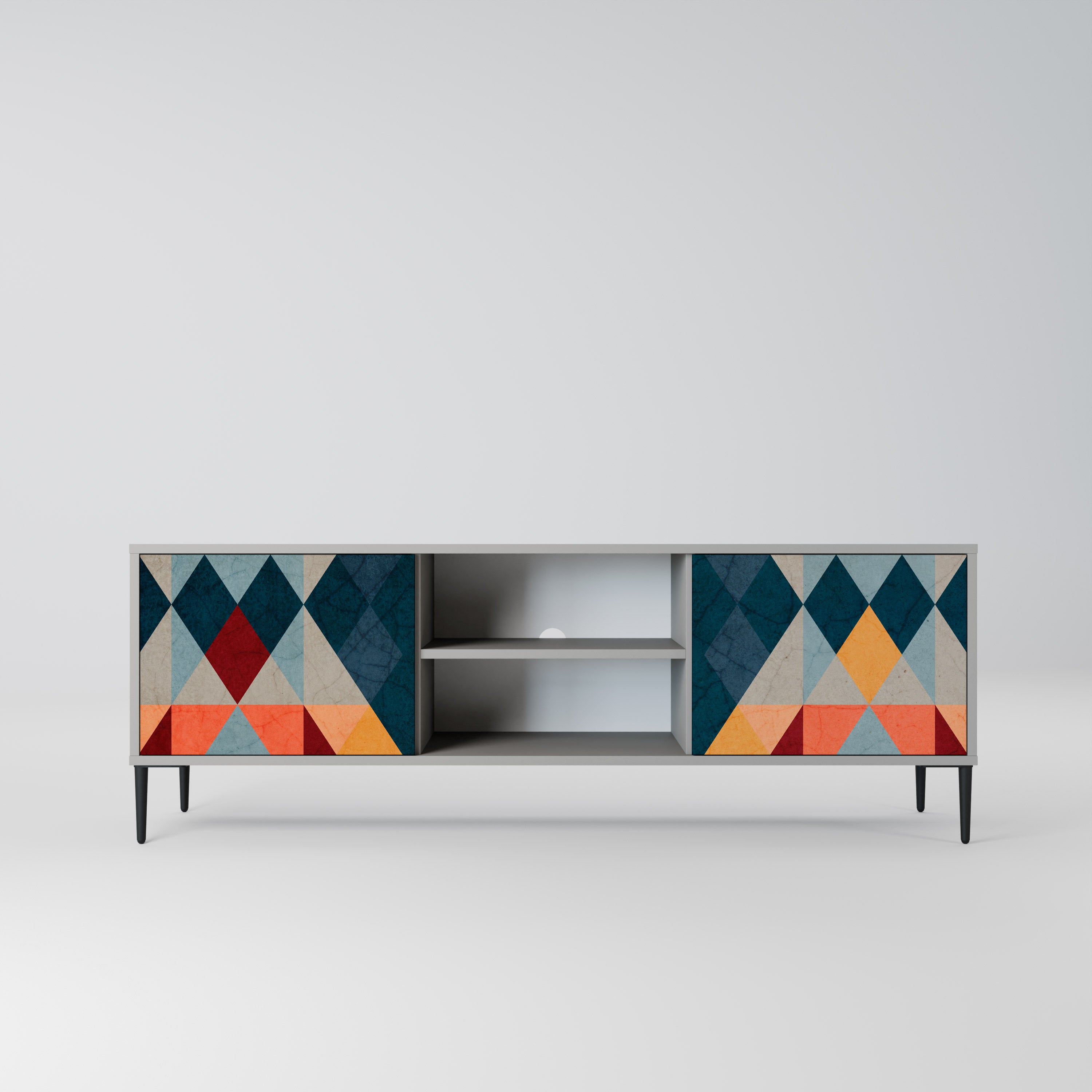 CRACKED ILLUSION 2-Door TV Stand in Grey Finish