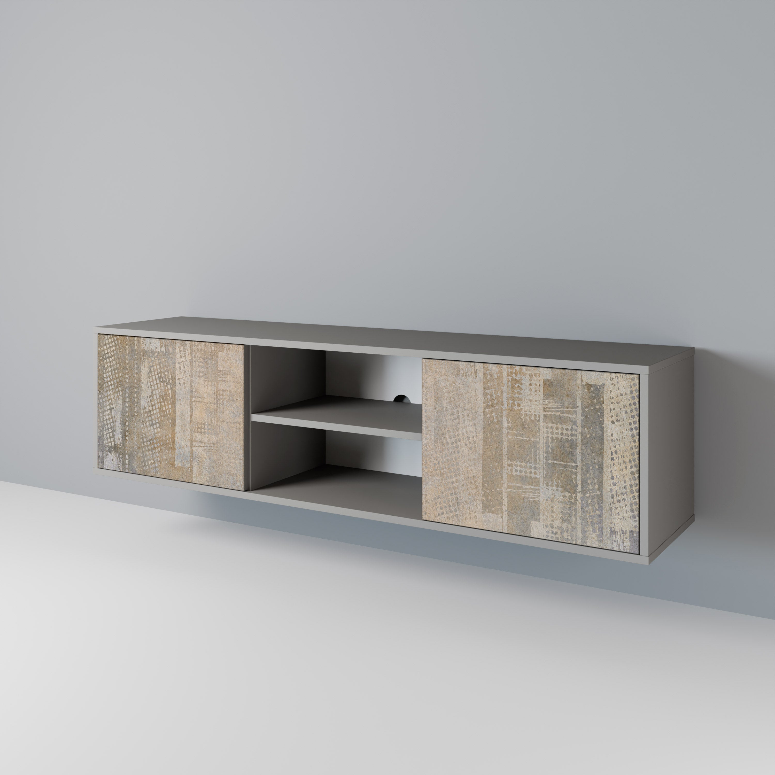 SCREEN ERROR 2-Door TV Stand in Grey Finish