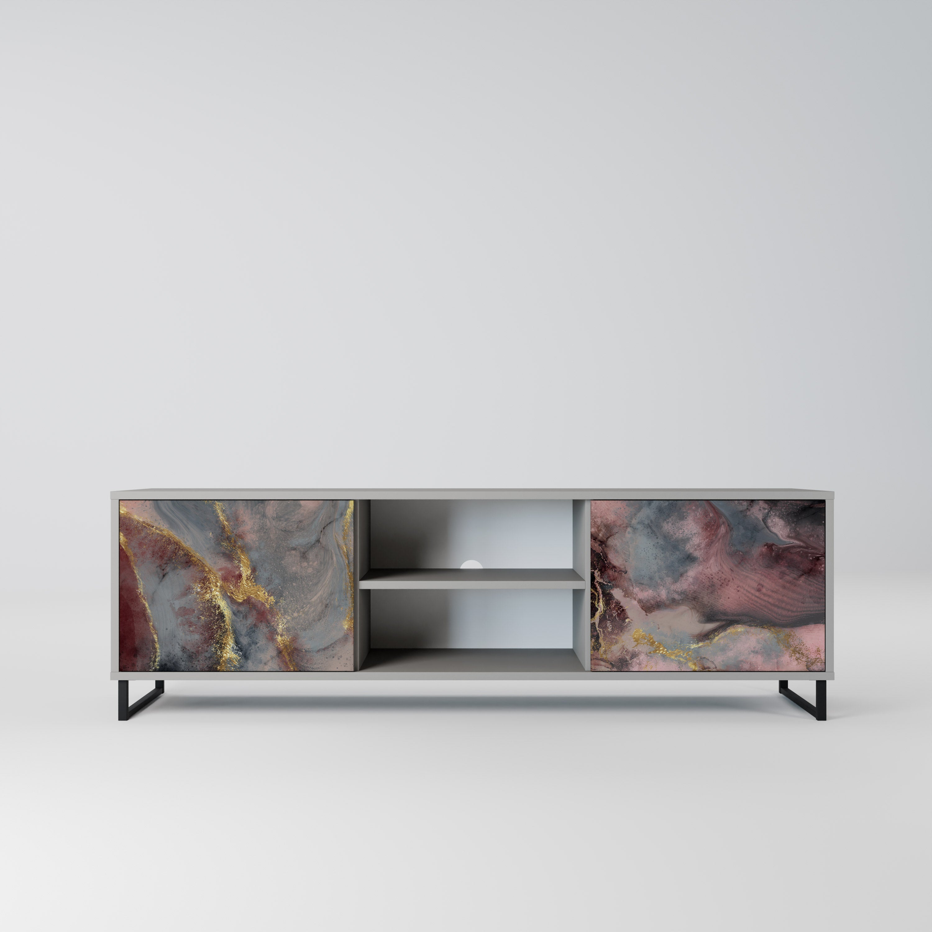 GOLDEN TIDES 2-Door TV Stand in Grey Finish
