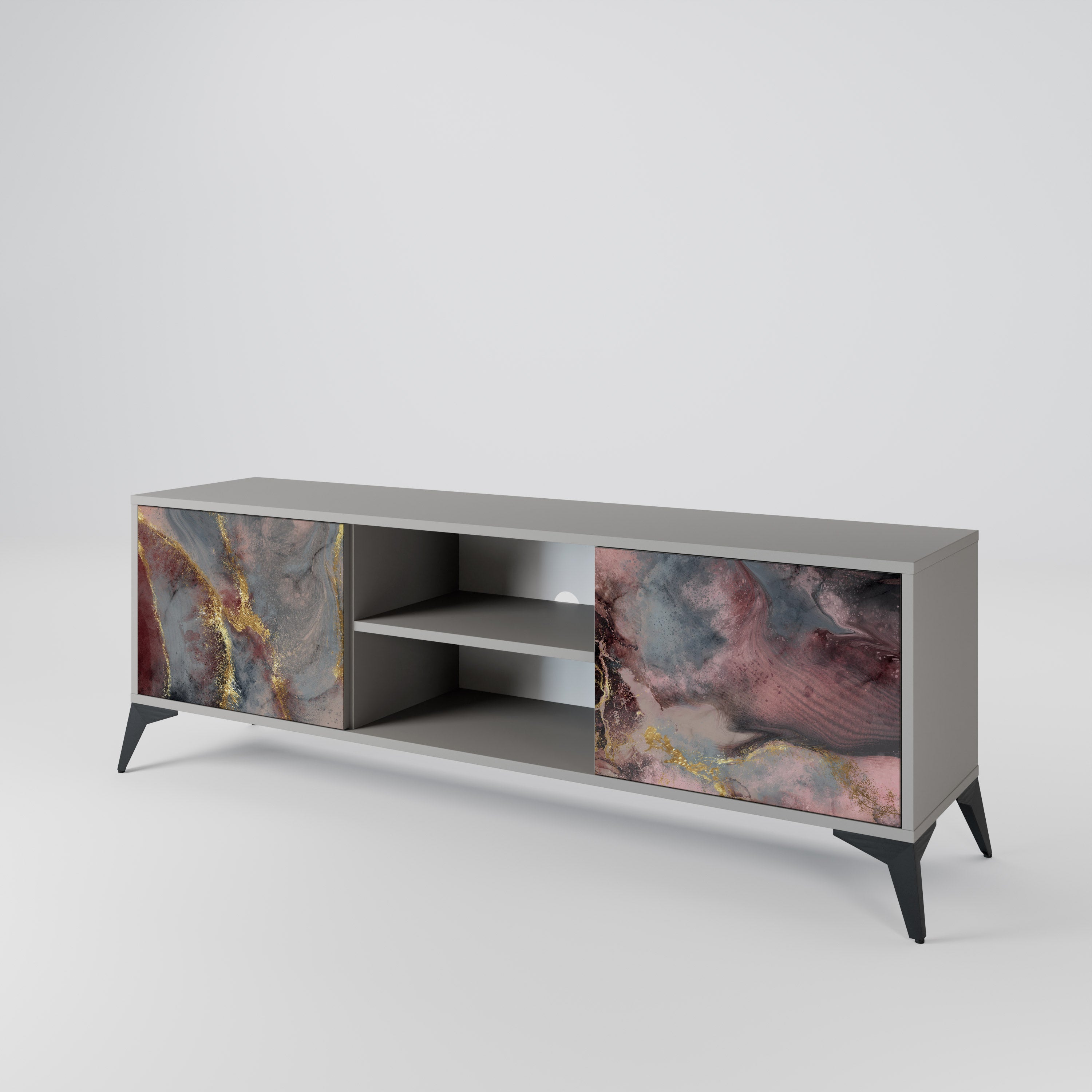 GOLDEN TIDES 2-Door TV Stand in Grey Finish