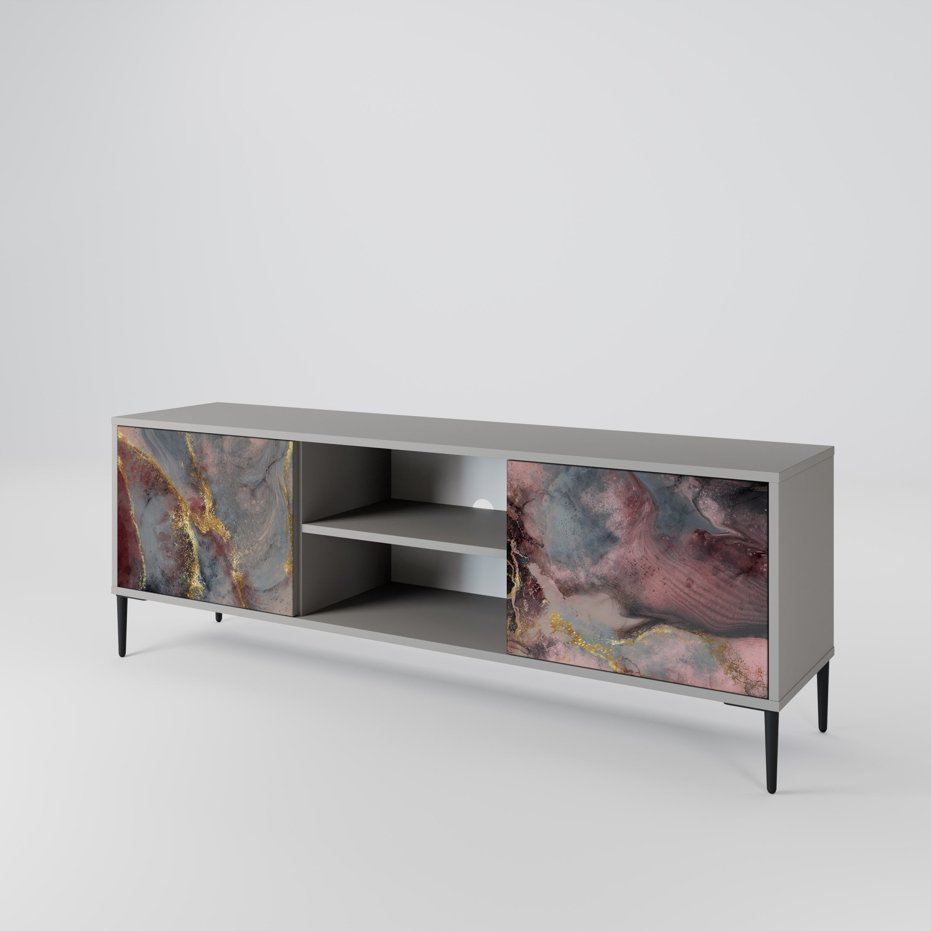 GOLDEN TIDES 2-Door TV Stand in Grey Finish