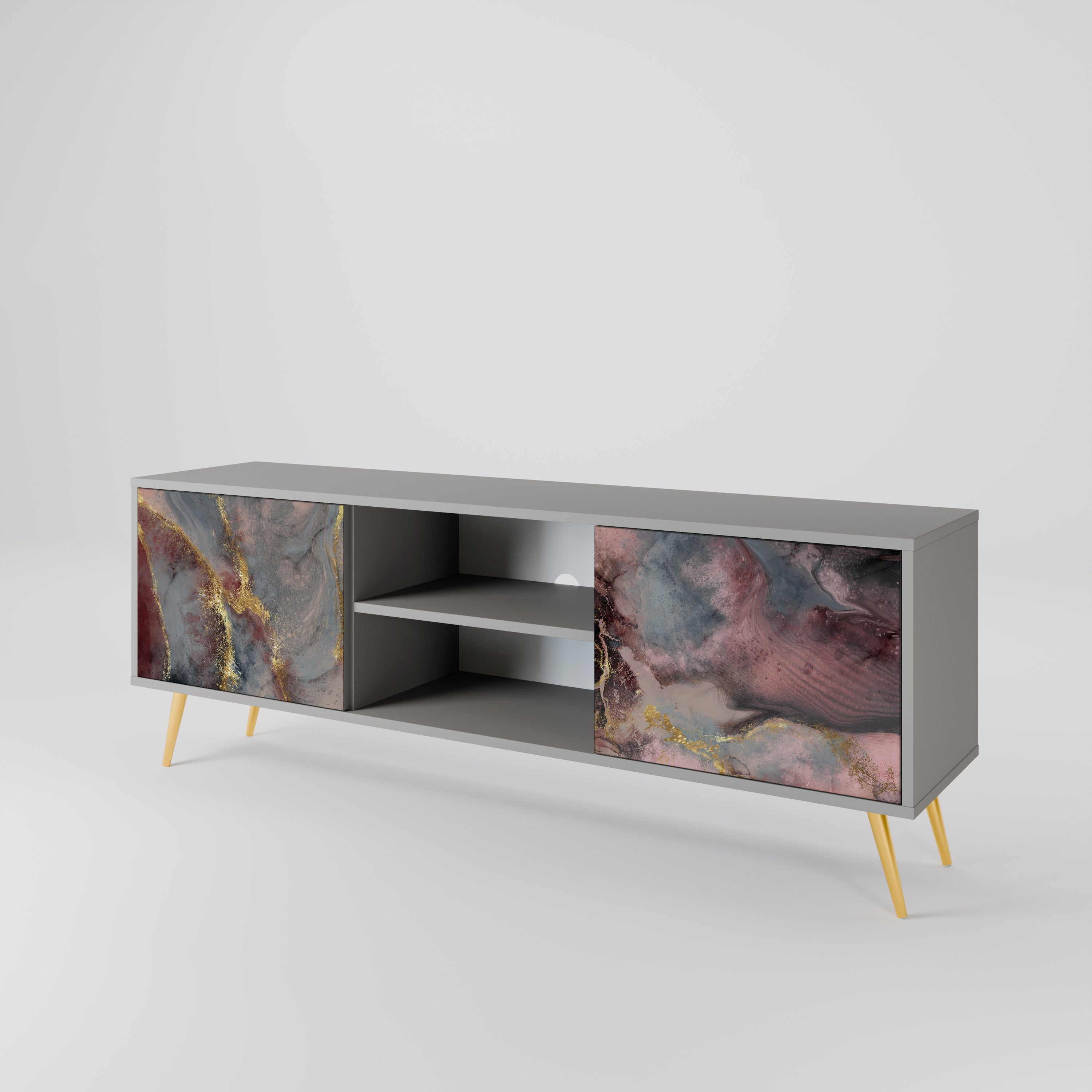 GOLDEN TIDES 2-Door TV Stand in Grey Finish