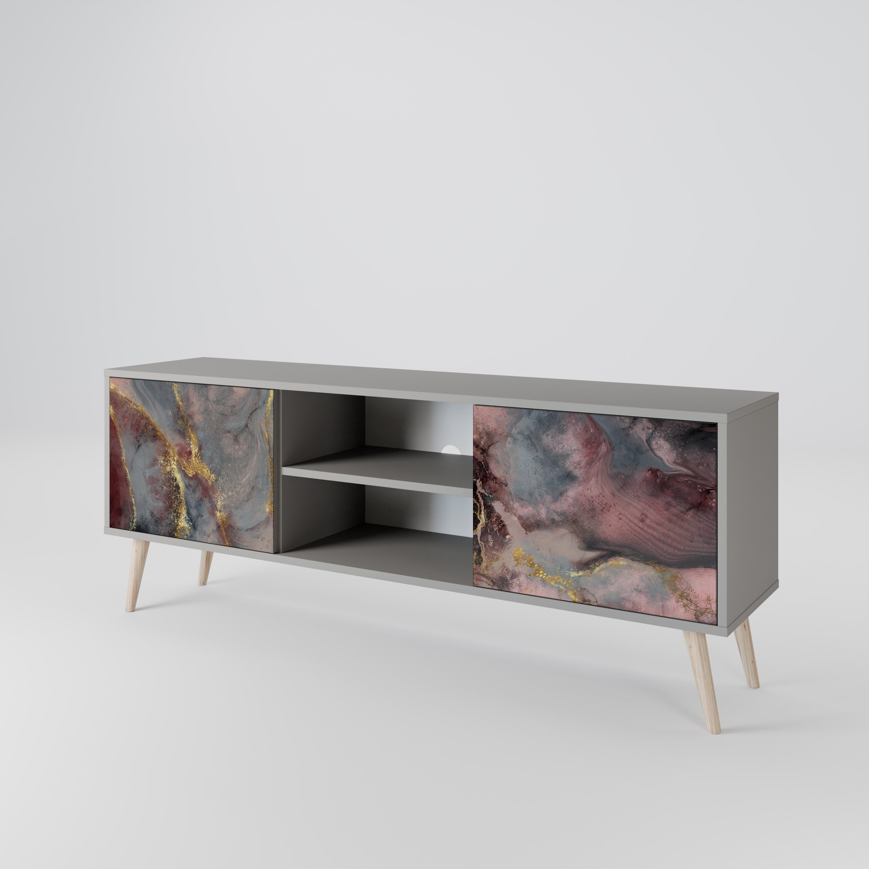 GOLDEN TIDES 2-Door TV Stand in Grey Finish