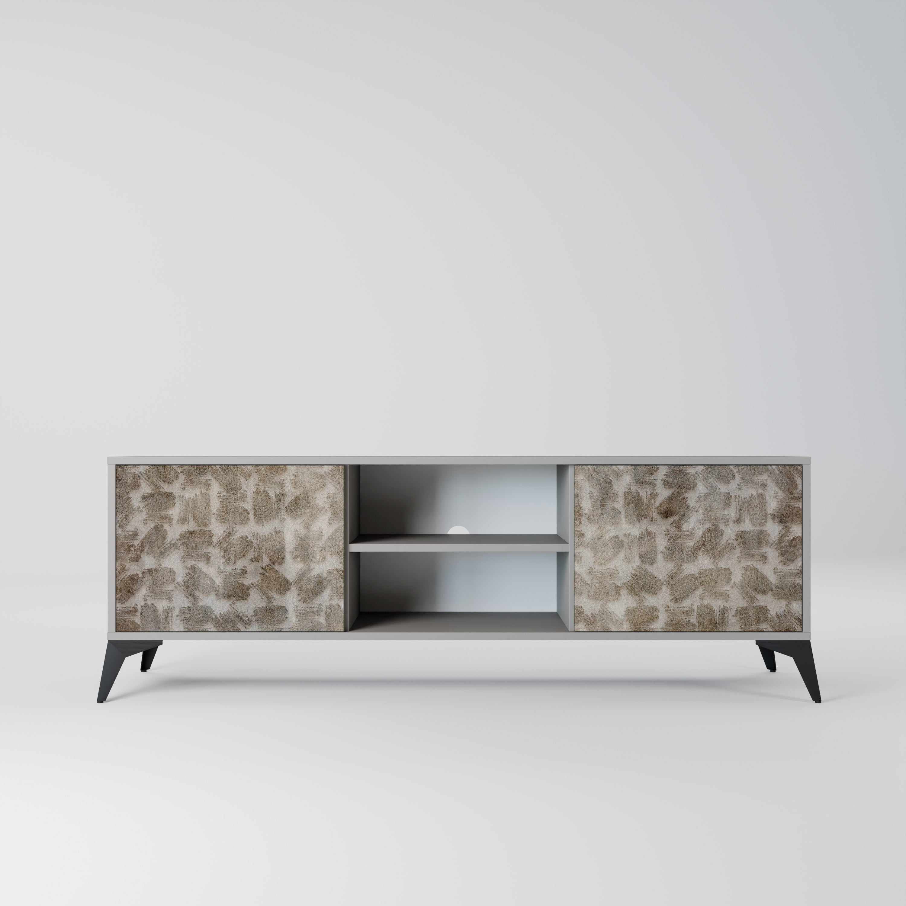 SLIGHTLY BLURRED 2-Door TV Stand in Grey Finish