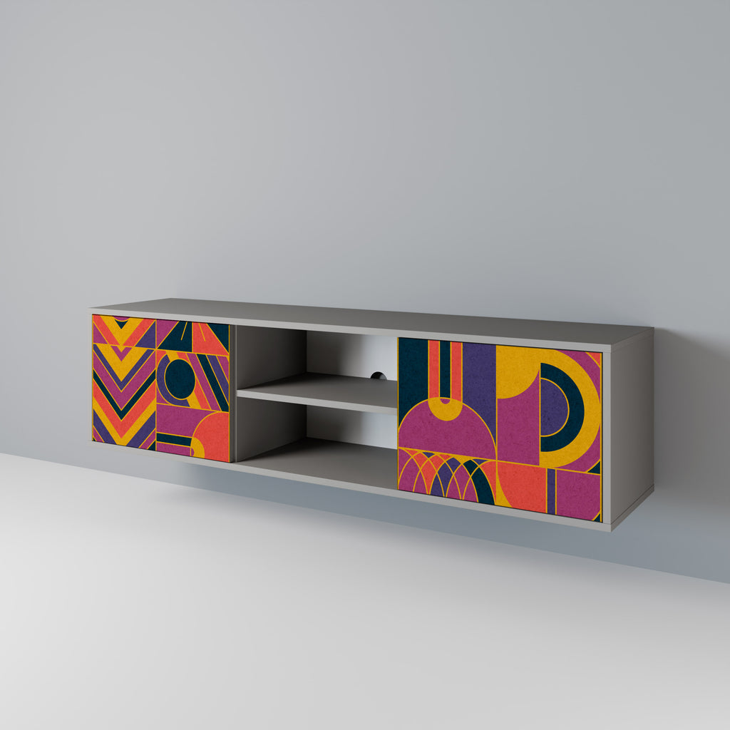 ELECTRIC PATTERNS 2-Door TV Stand in Grey Finish