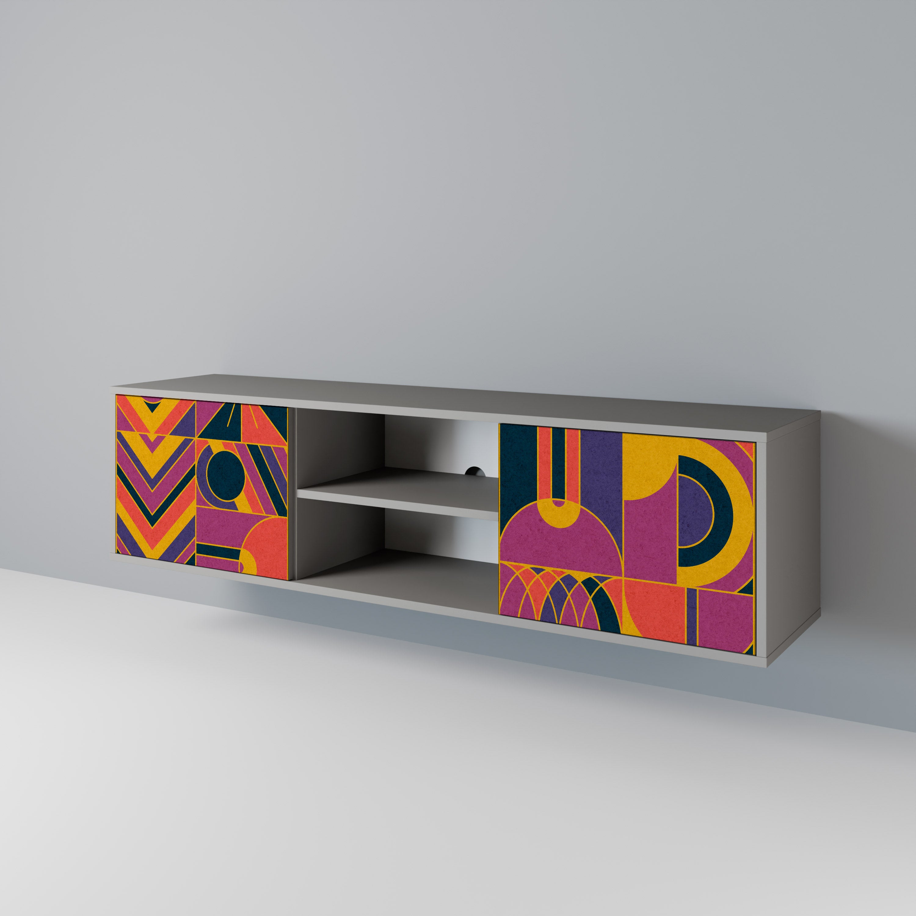 ELECTRIC PATTERNS 2-Door TV Stand in Grey Finish