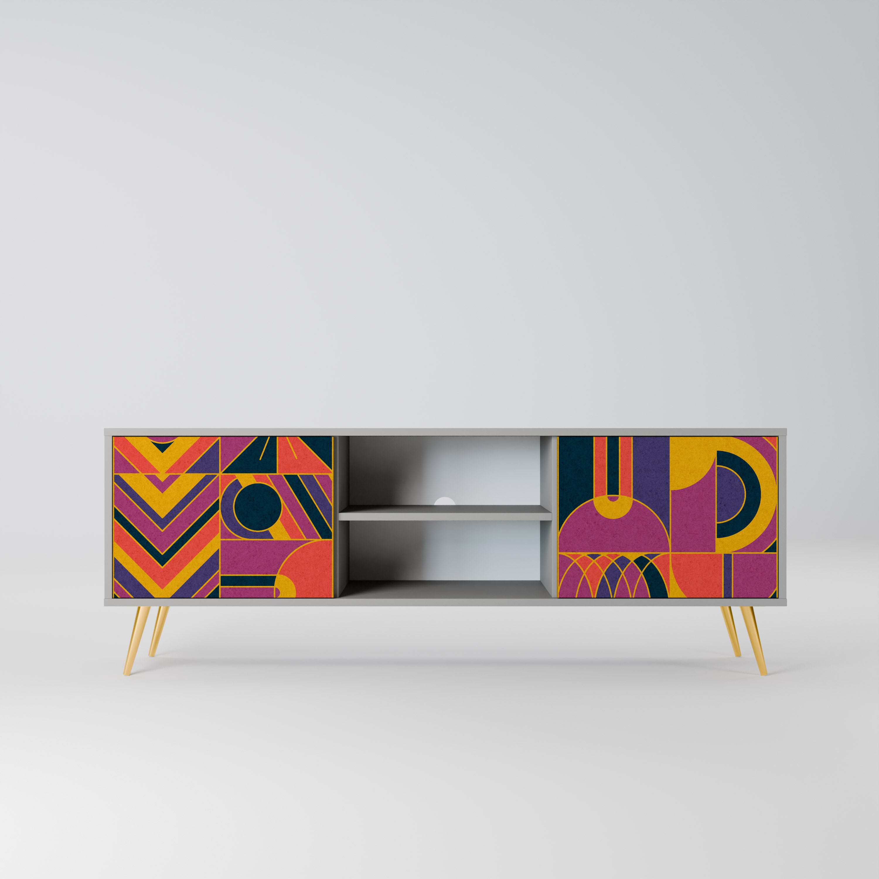 ELECTRIC PATTERNS 2-Door TV Stand in Grey Finish