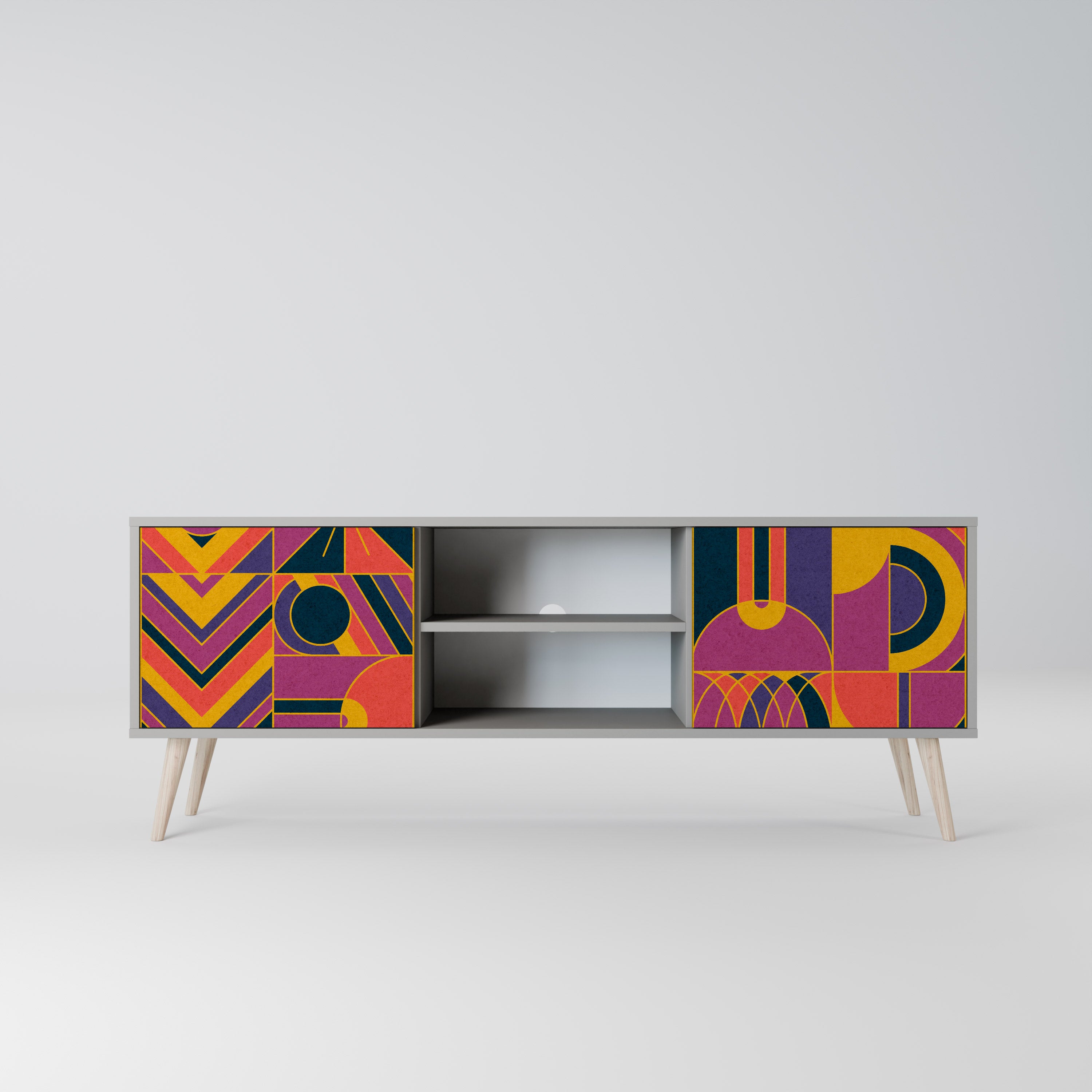 ELECTRIC PATTERNS 2-Door TV Stand in Grey Finish