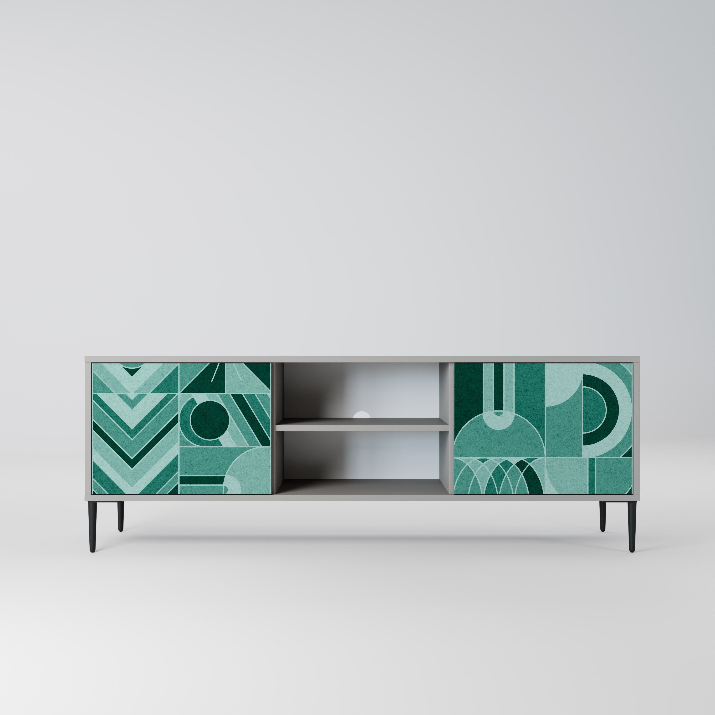 HARMONIC GRID 2-Door TV Stand in Grey Finish