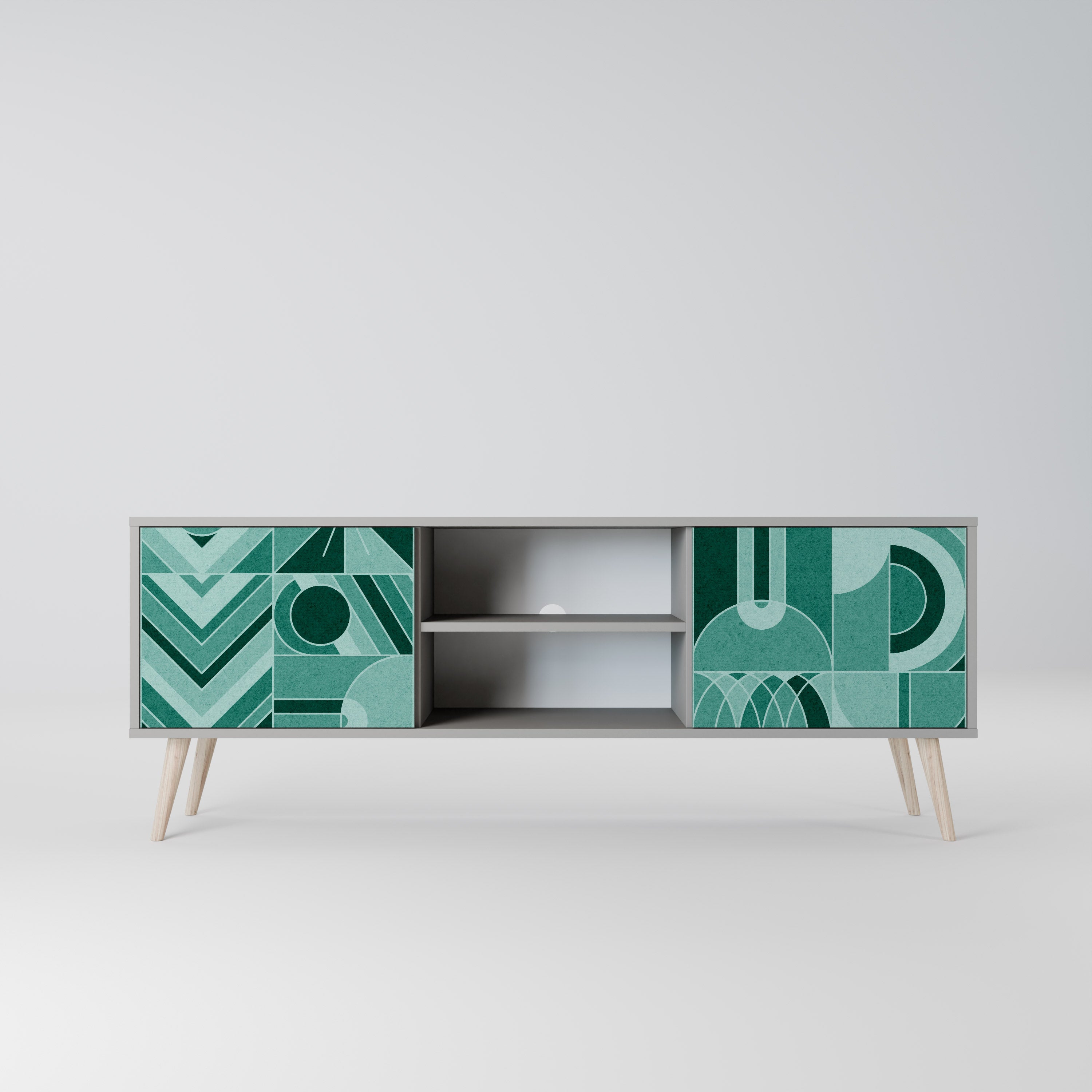 HARMONIC GRID 2-Door TV Stand in Grey Finish