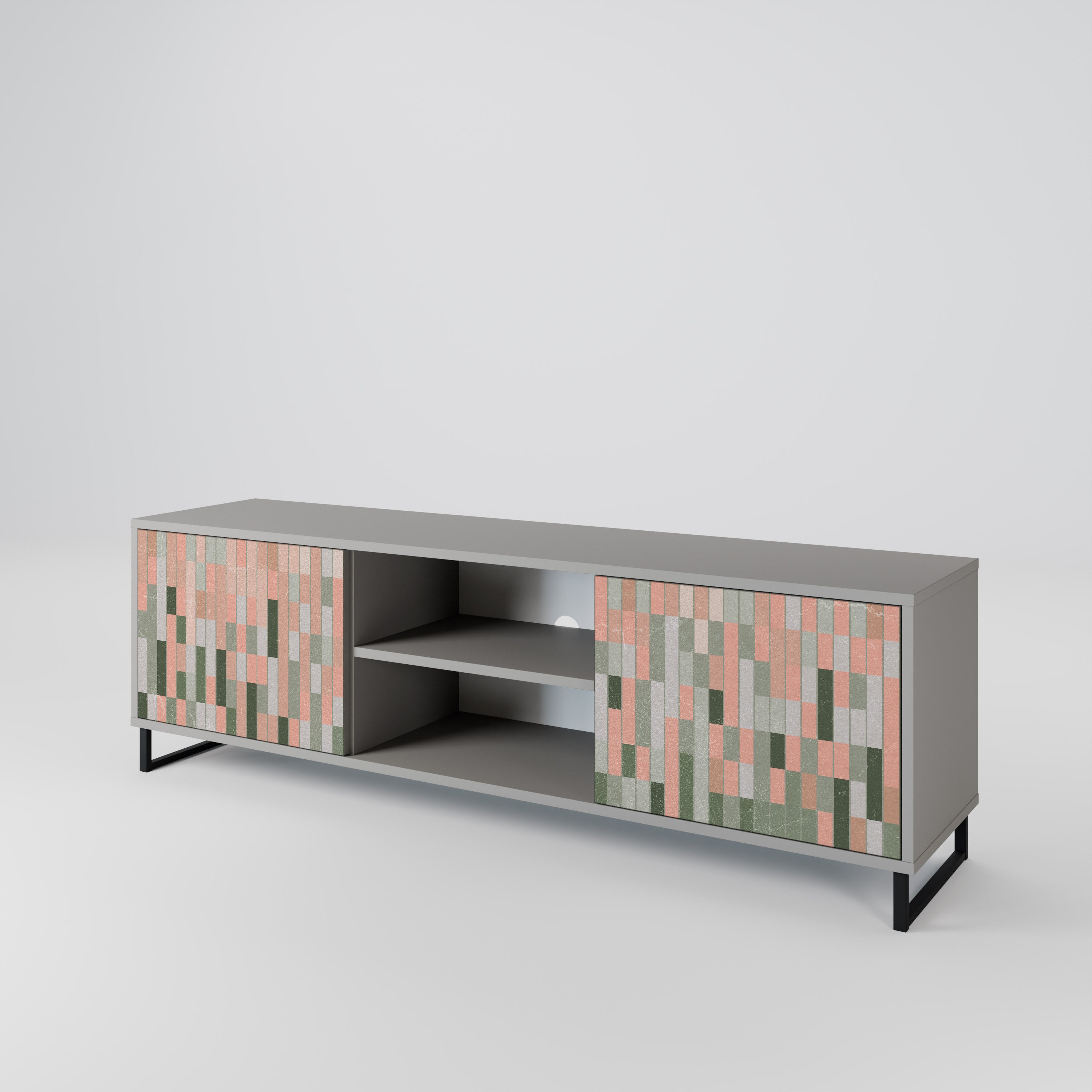 BUILDING THE FUTURE 2-Door TV Stand in Grey Finish
