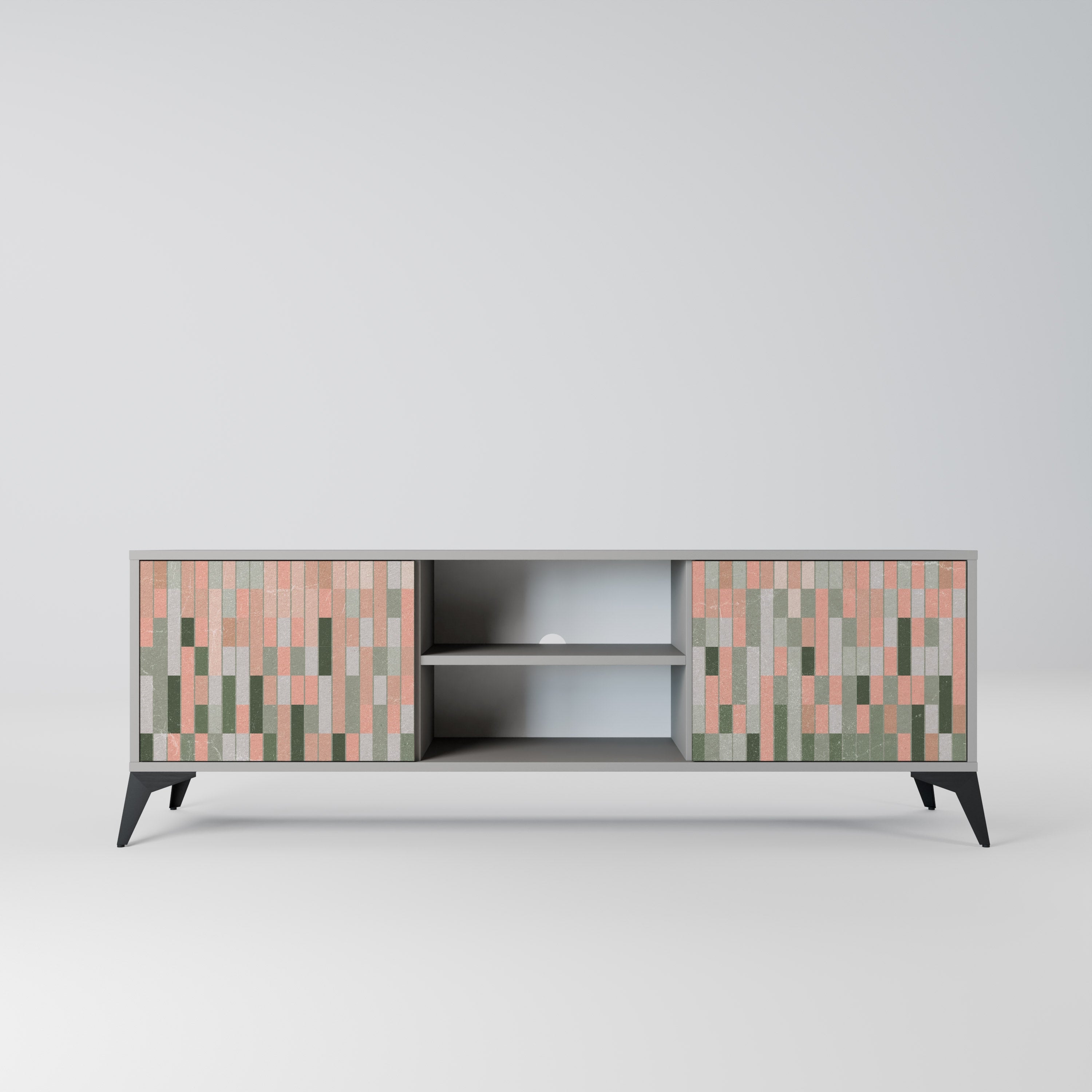 BUILDING THE FUTURE 2-Door TV Stand in Grey Finish