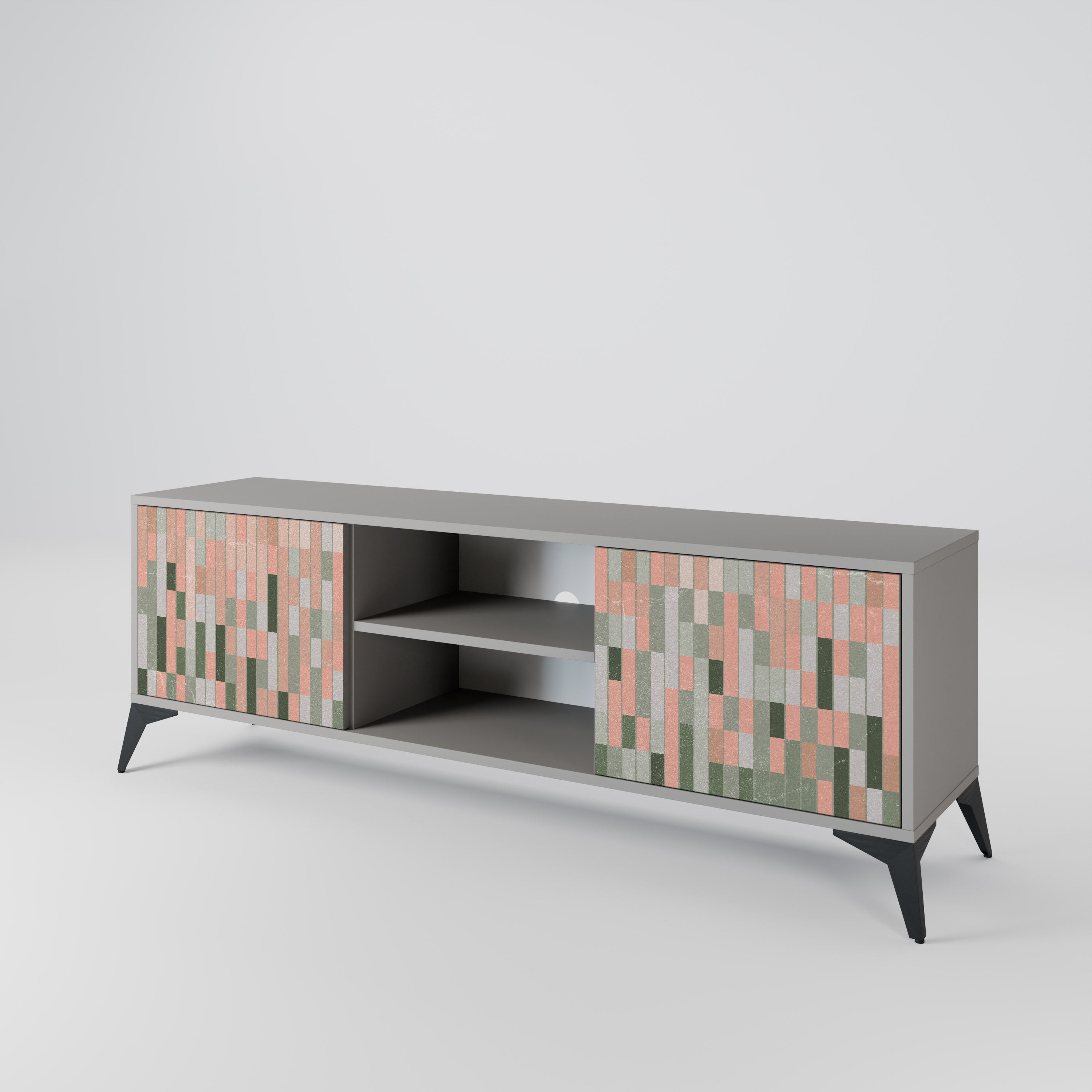BUILDING THE FUTURE 2-Door TV Stand in Grey Finish
