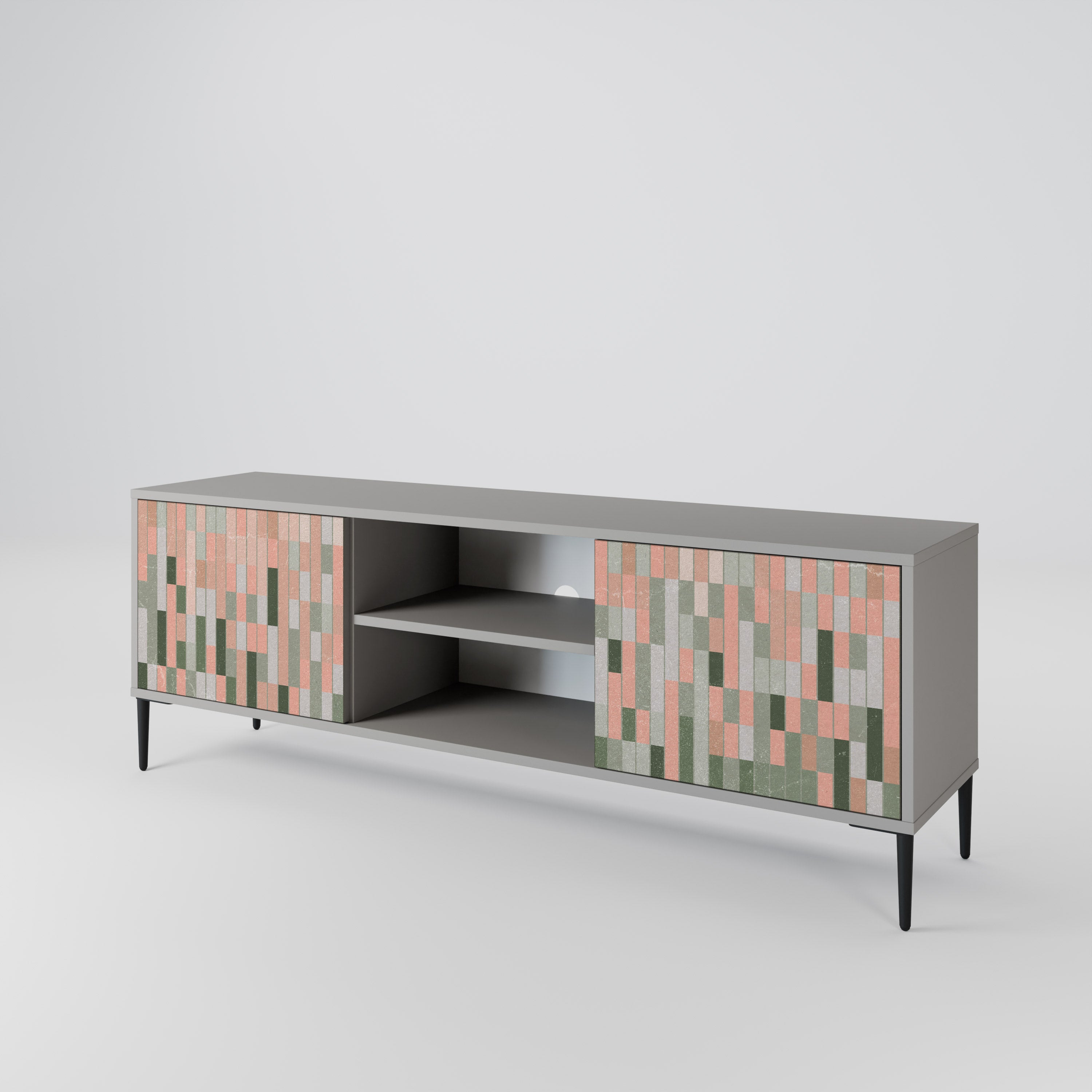 BUILDING THE FUTURE 2-Door TV Stand in Grey Finish