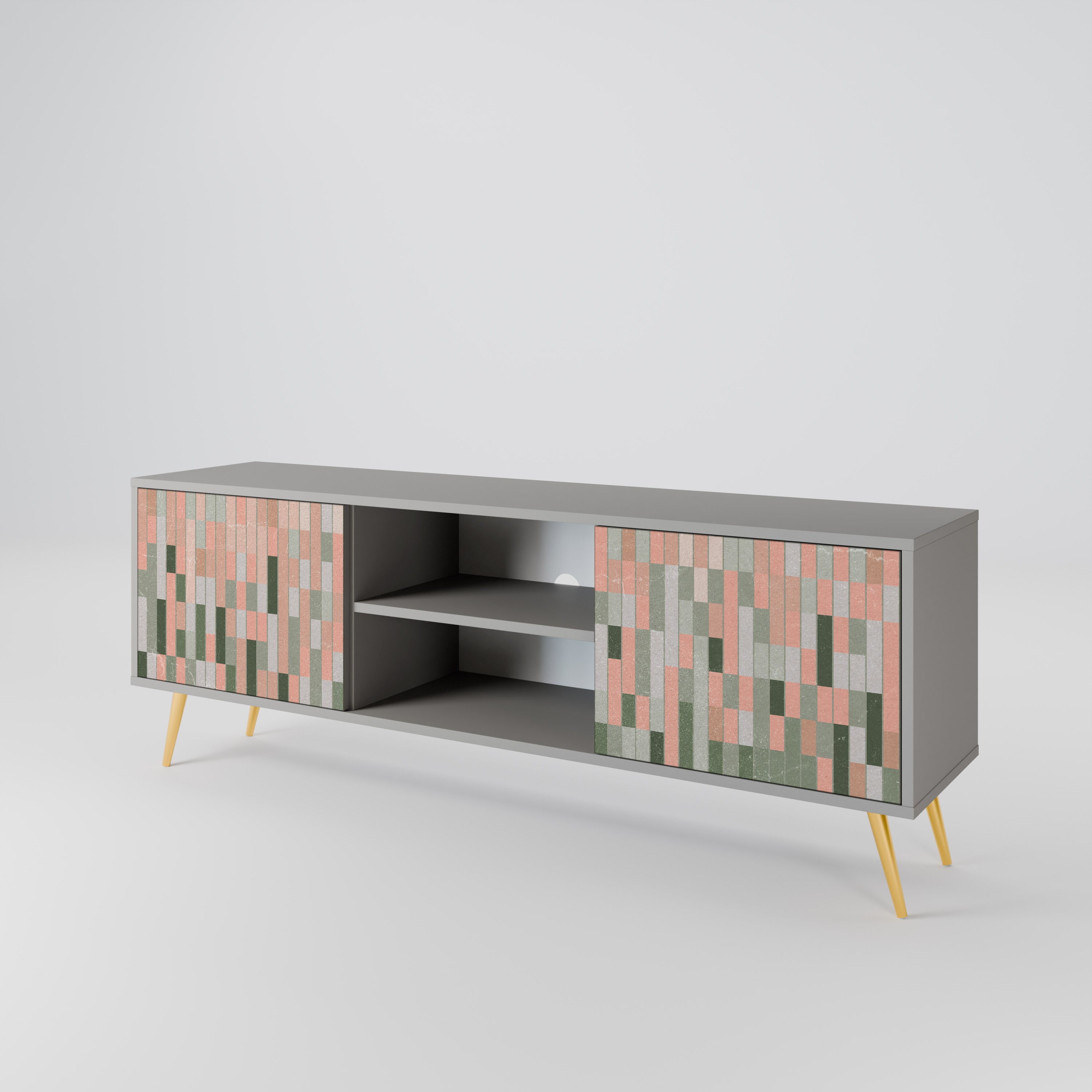 BUILDING THE FUTURE 2-Door TV Stand in Grey Finish