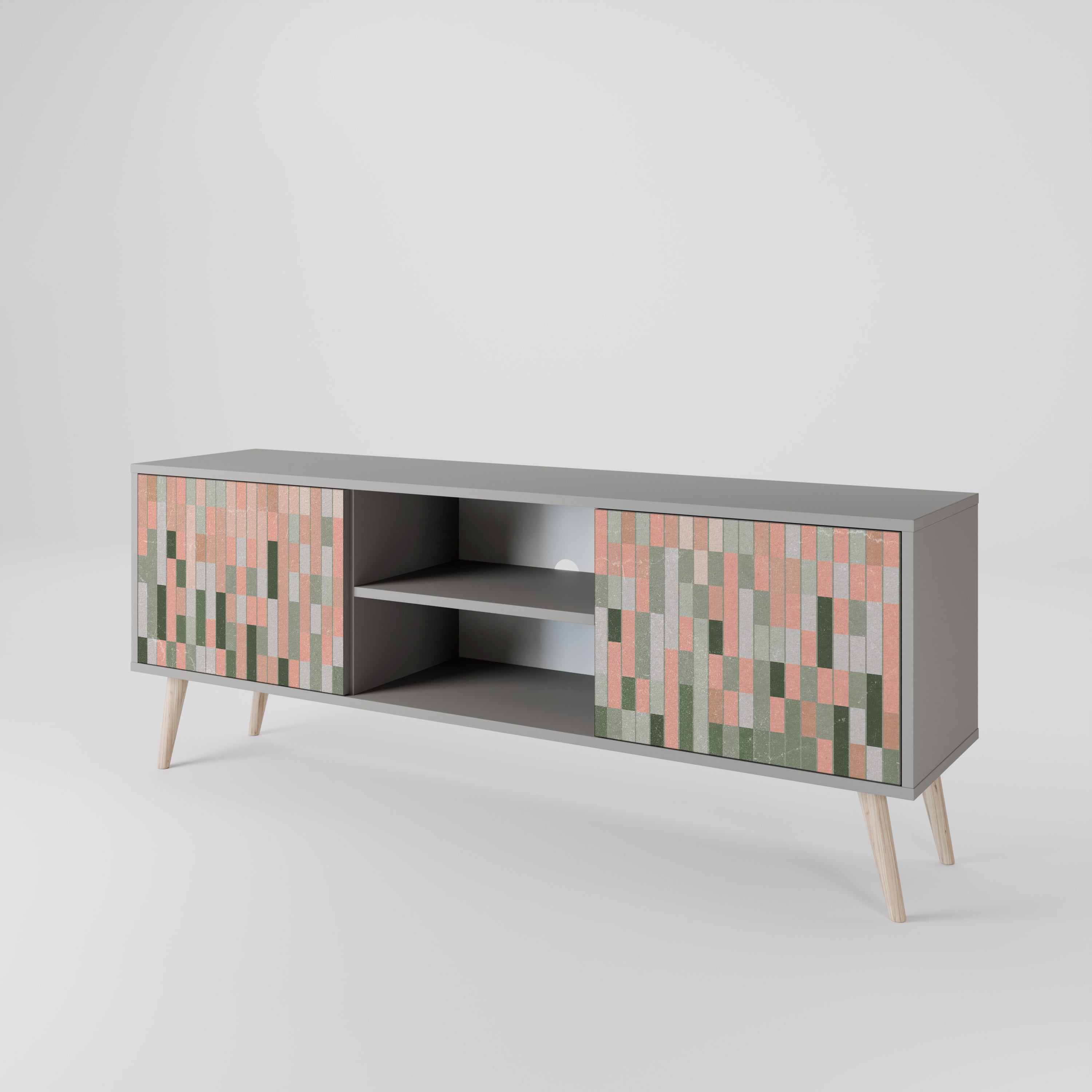 BUILDING THE FUTURE 2-Door TV Stand in Grey Finish