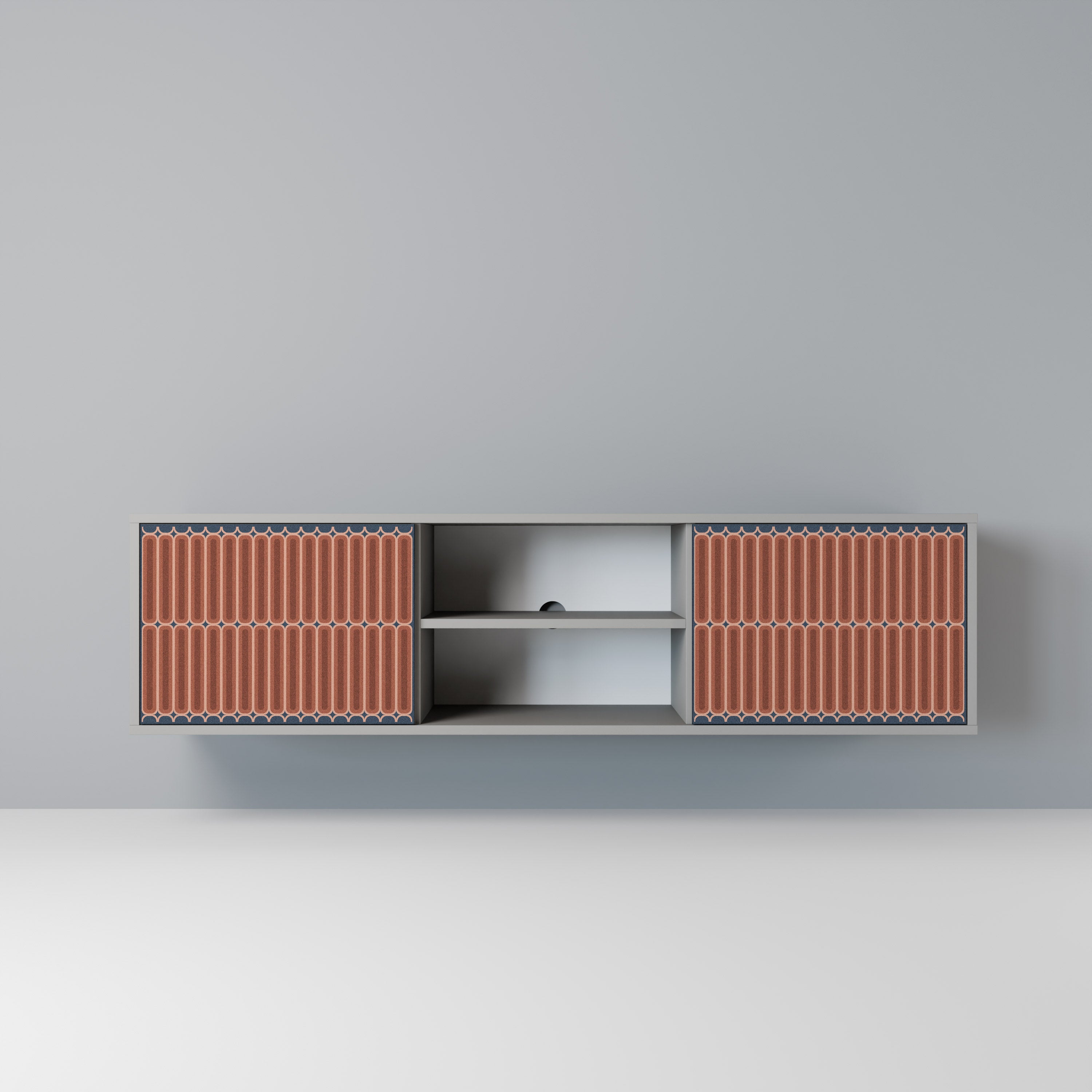 HYPNOTIC GATE 2-Door TV Stand in Grey Finish