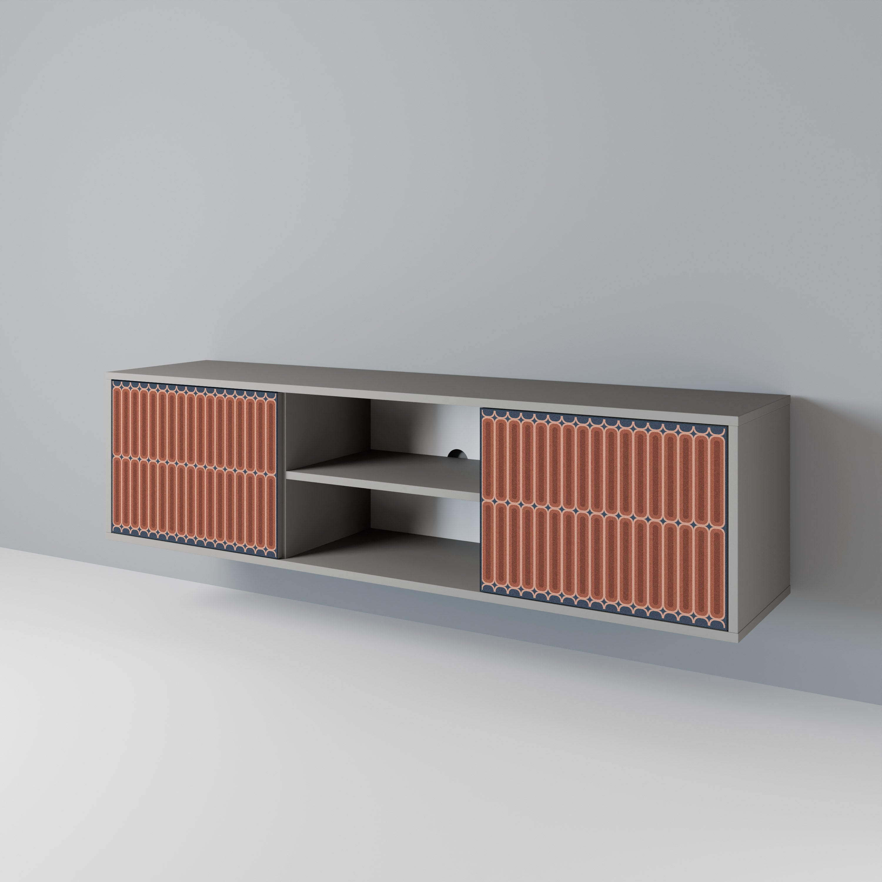 HYPNOTIC GATE 2-Door TV Stand in Grey Finish