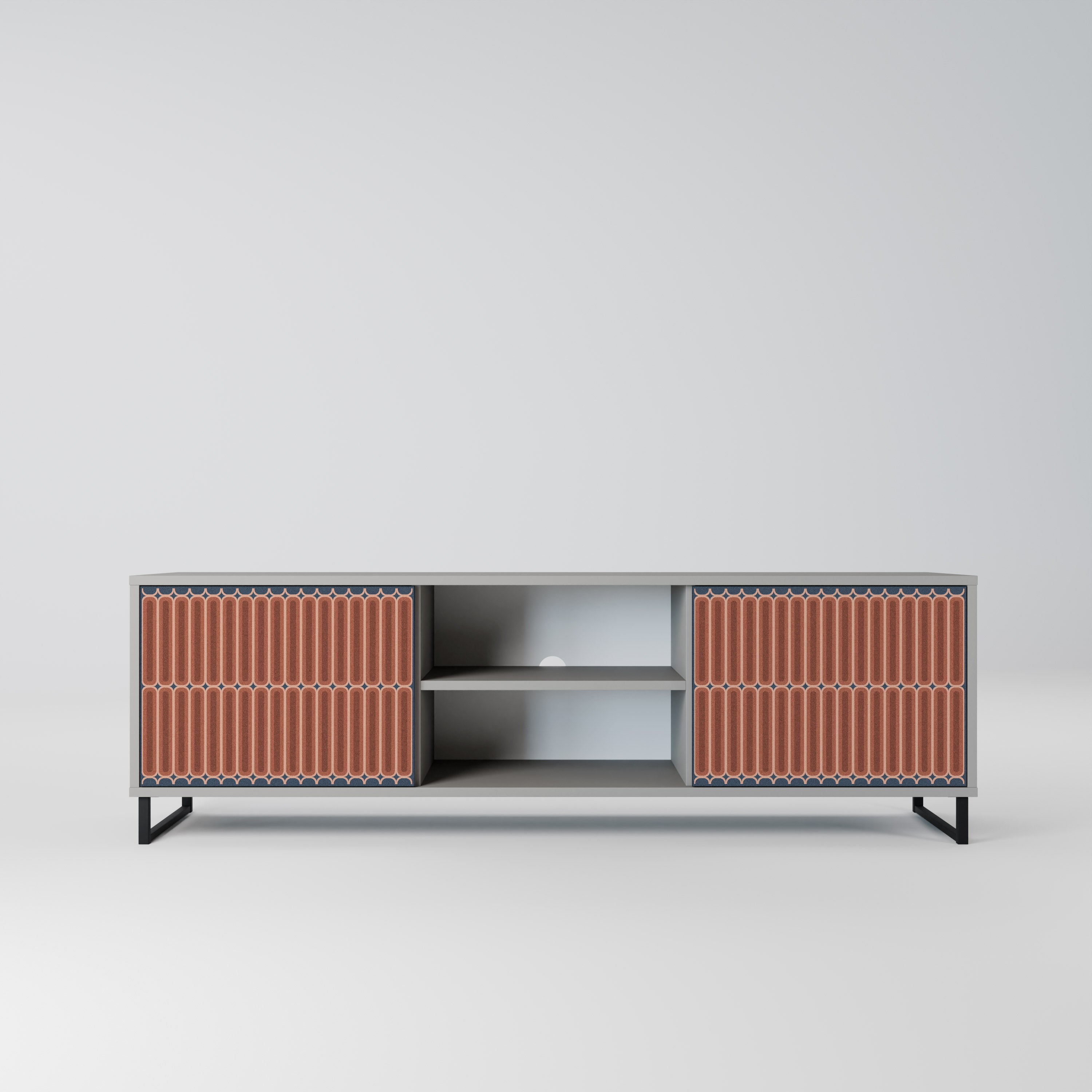 HYPNOTIC GATE 2-Door TV Stand in Grey Finish