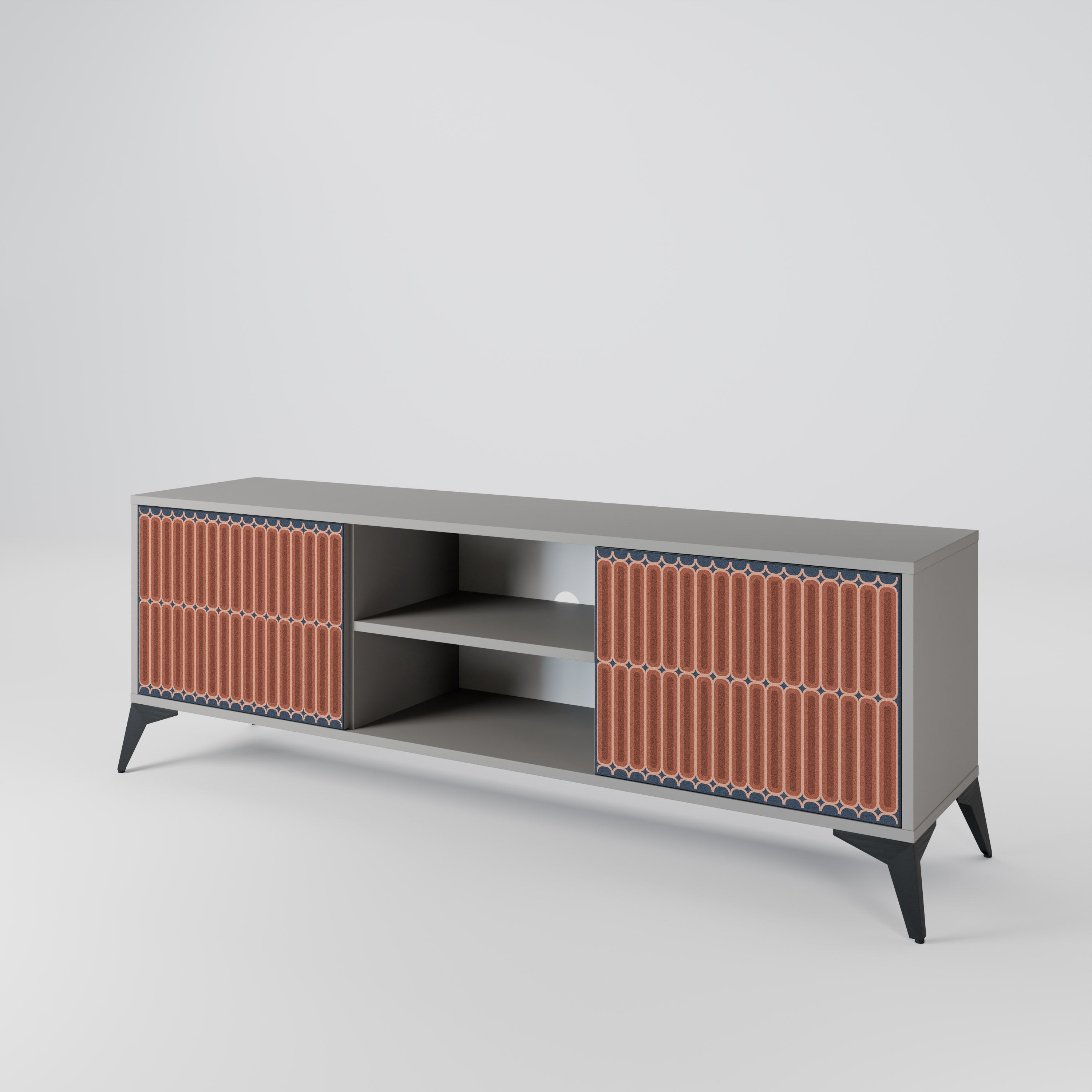 HYPNOTIC GATE 2-Door TV Stand in Grey Finish