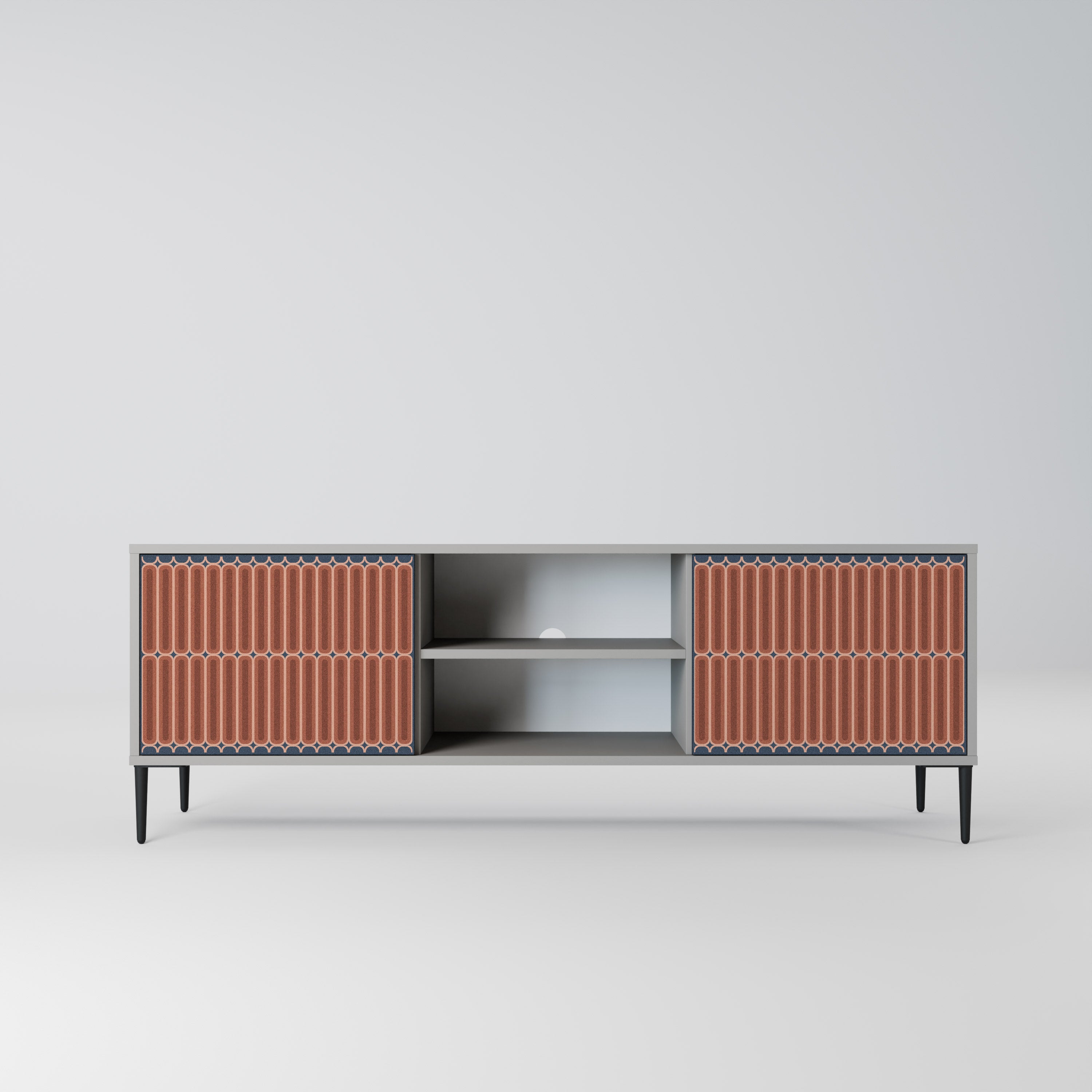 HYPNOTIC GATE 2-Door TV Stand in Grey Finish