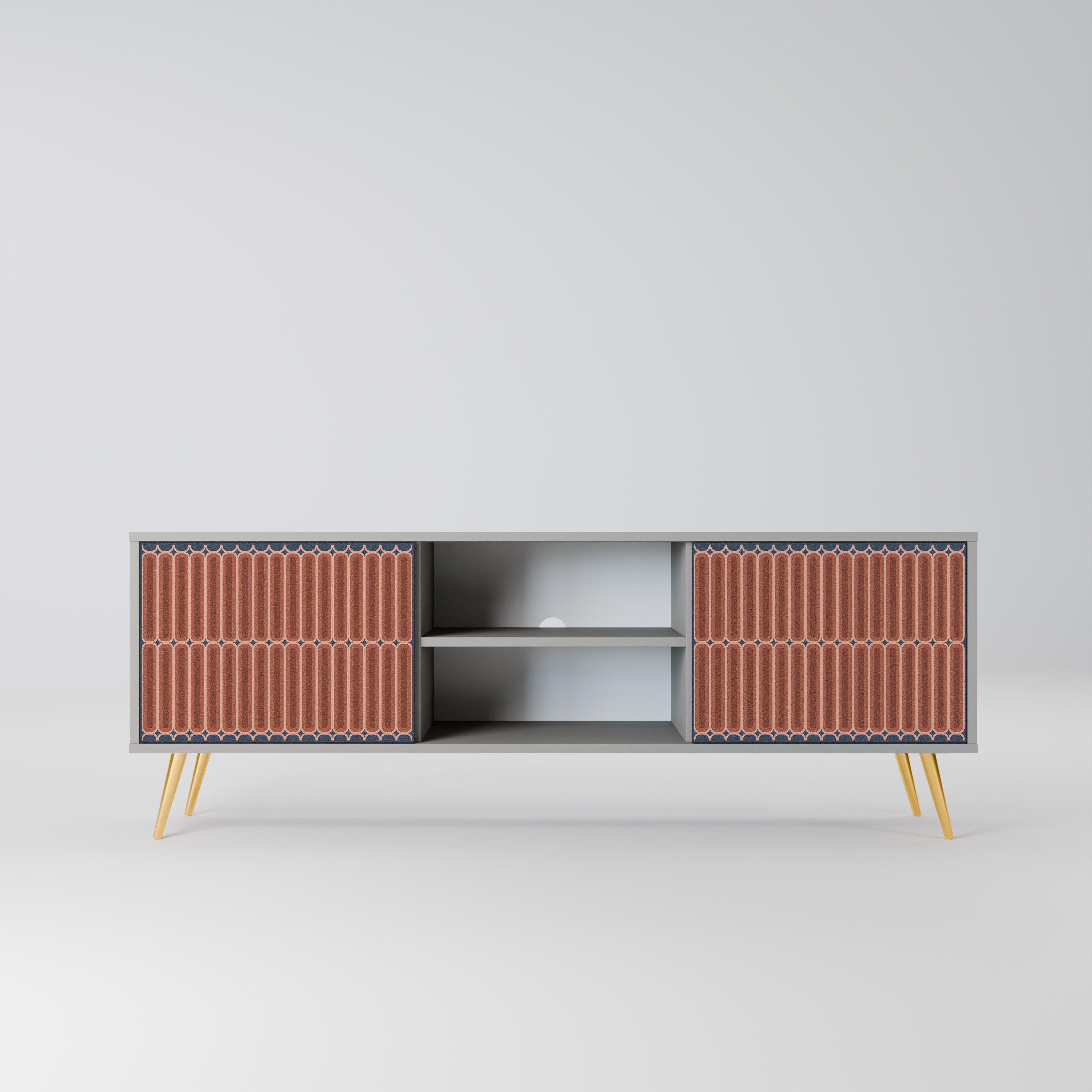 HYPNOTIC GATE 2-Door TV Stand in Grey Finish