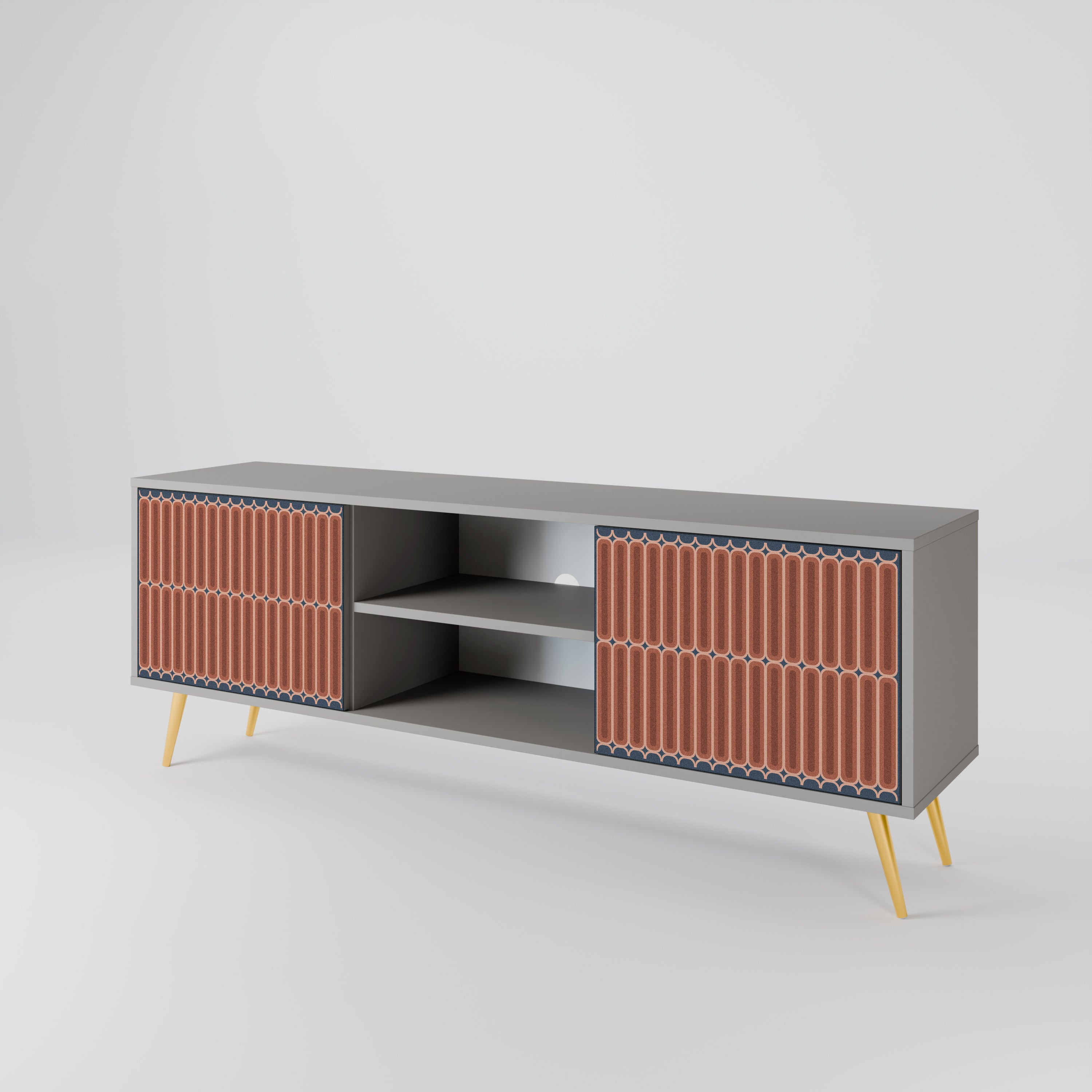 HYPNOTIC GATE 2-Door TV Stand in Grey Finish