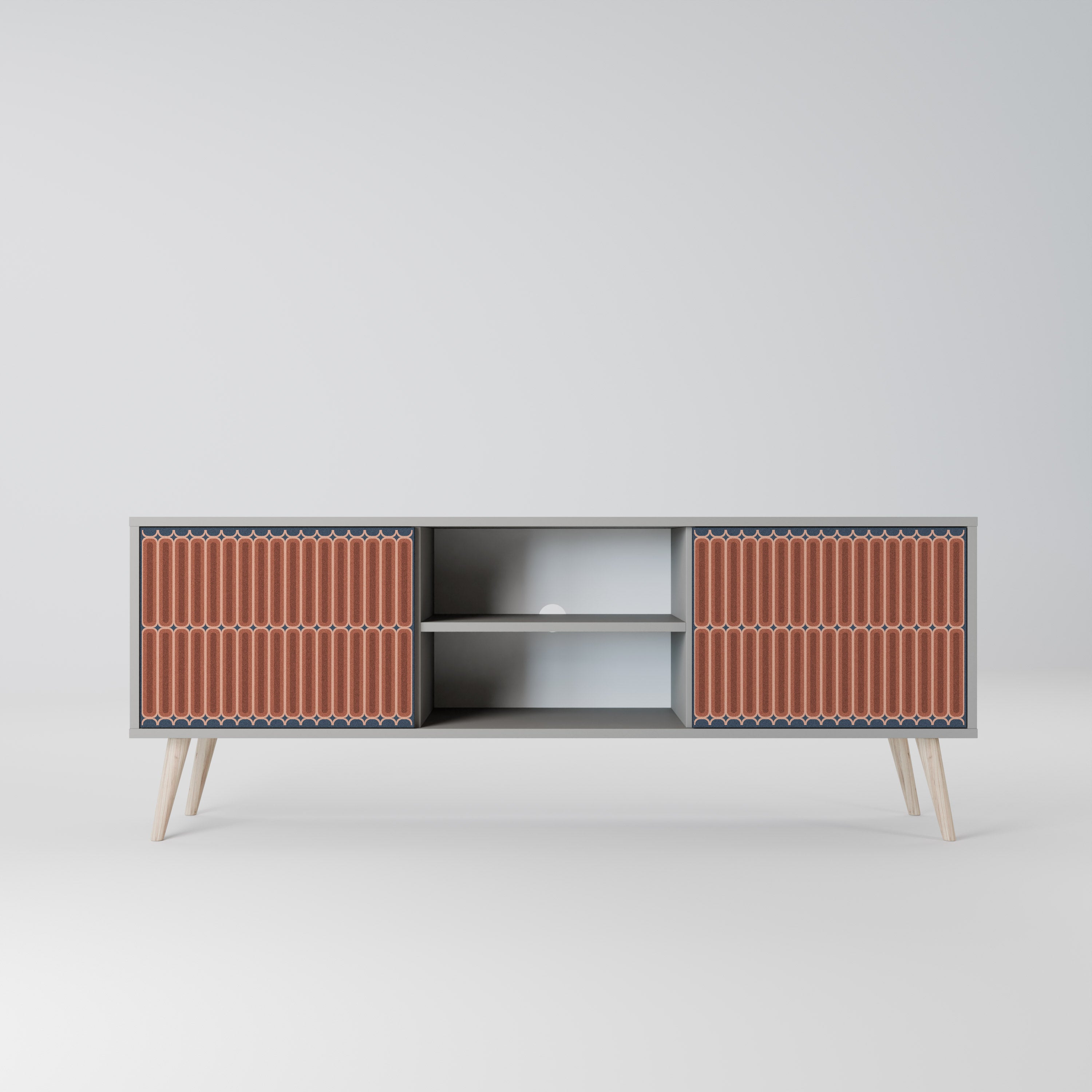 HYPNOTIC GATE 2-Door TV Stand in Grey Finish