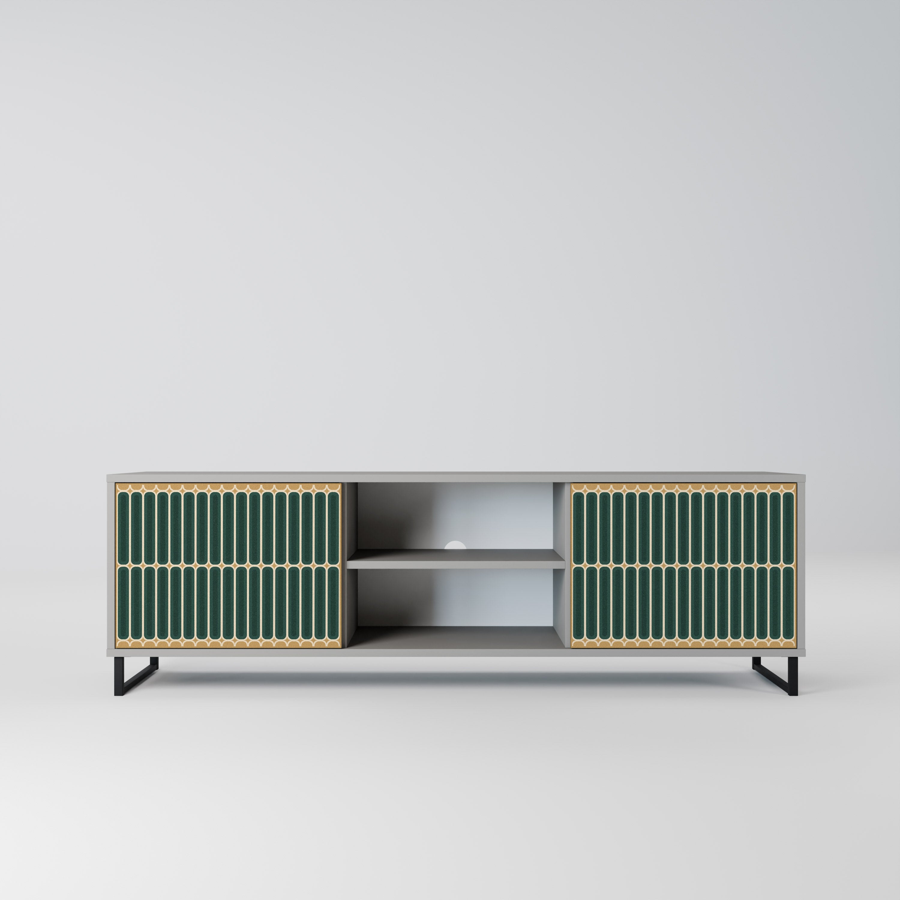 ILUSION GATE 2-Door TV Stand in Grey Finish