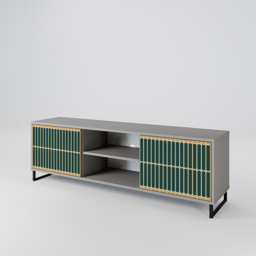 ILUSION GATE 2-Door TV Stand in Grey Finish