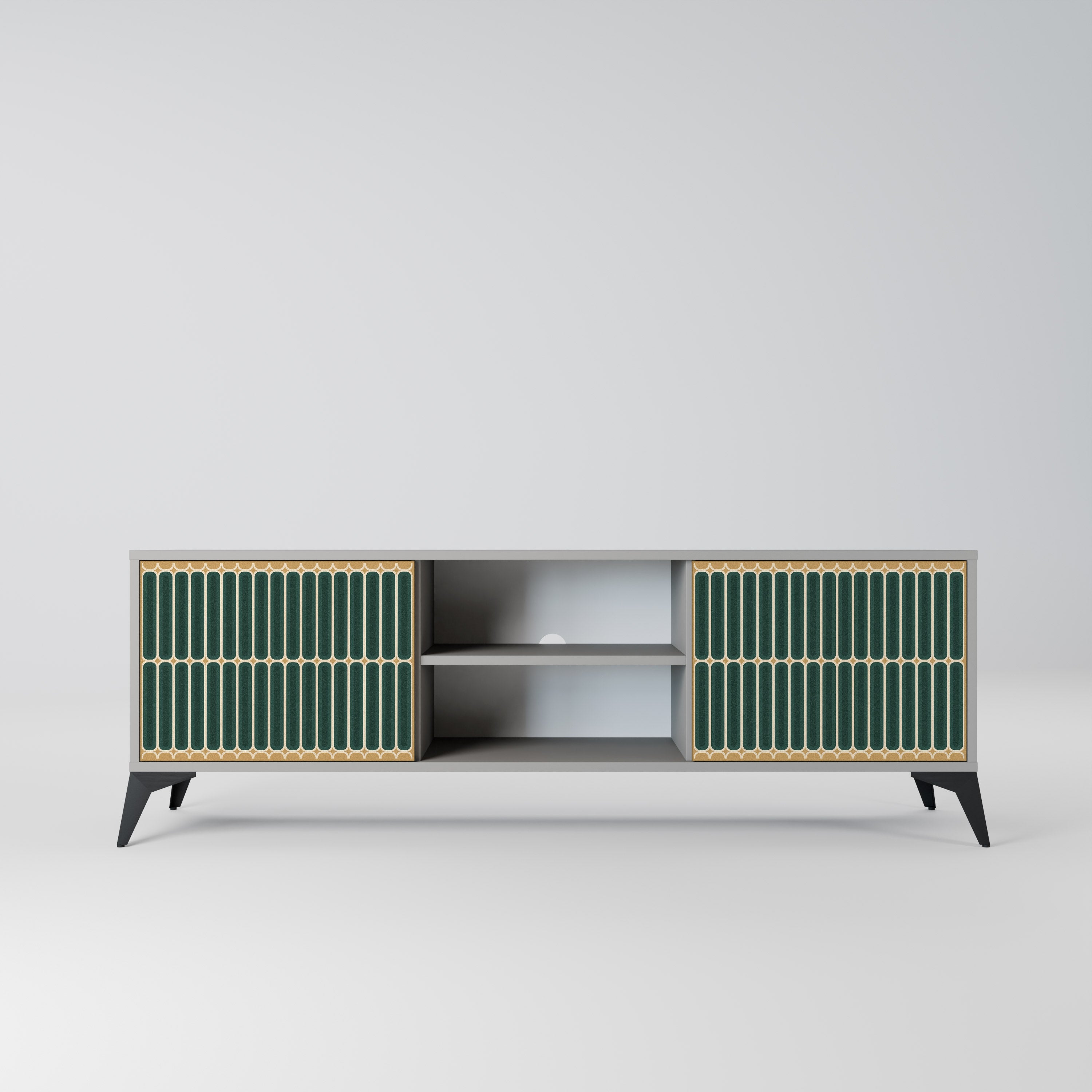 ILUSION GATE 2-Door TV Stand in Grey Finish