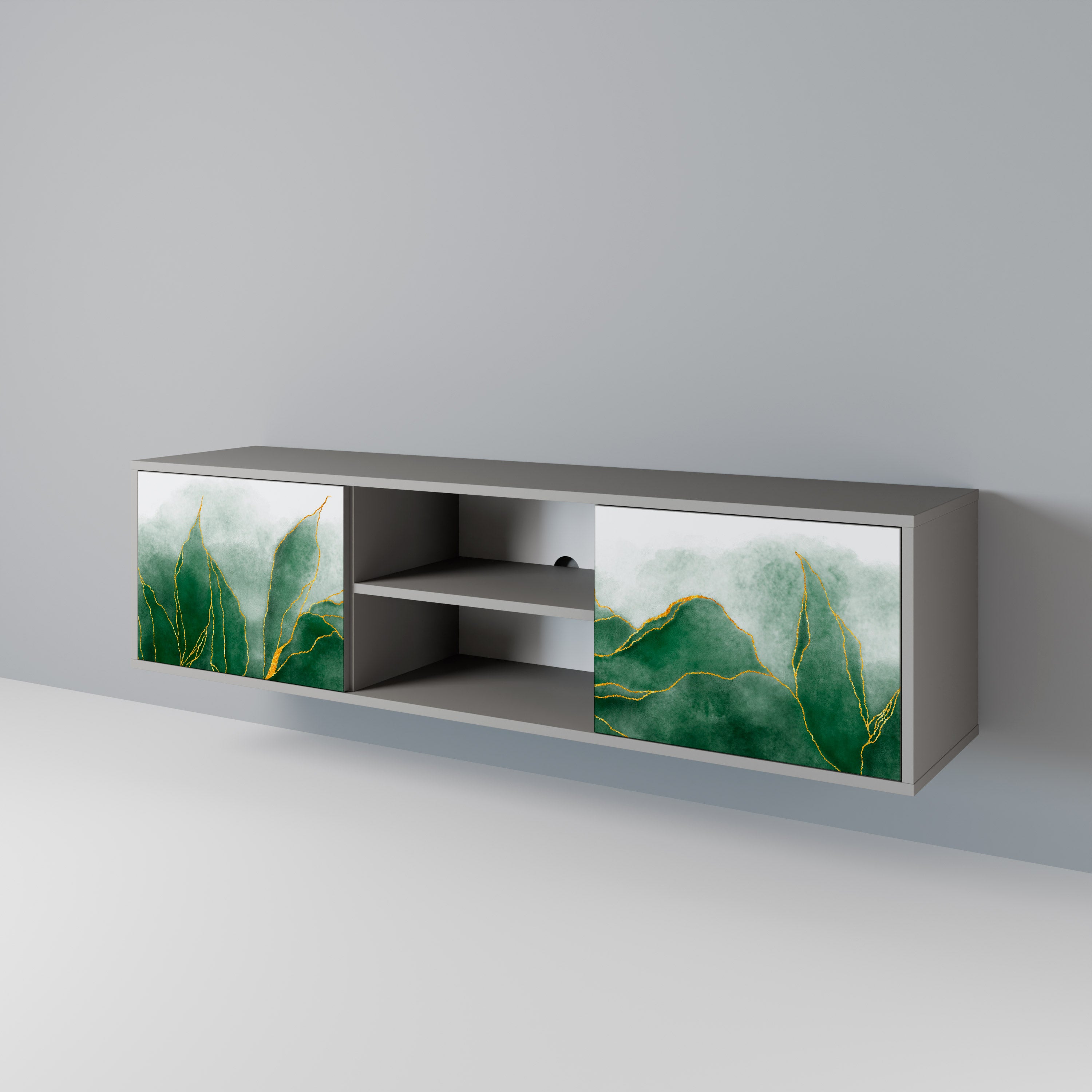 EXPENSIVE NATURE 2-Door TV Stand in Grey Finish