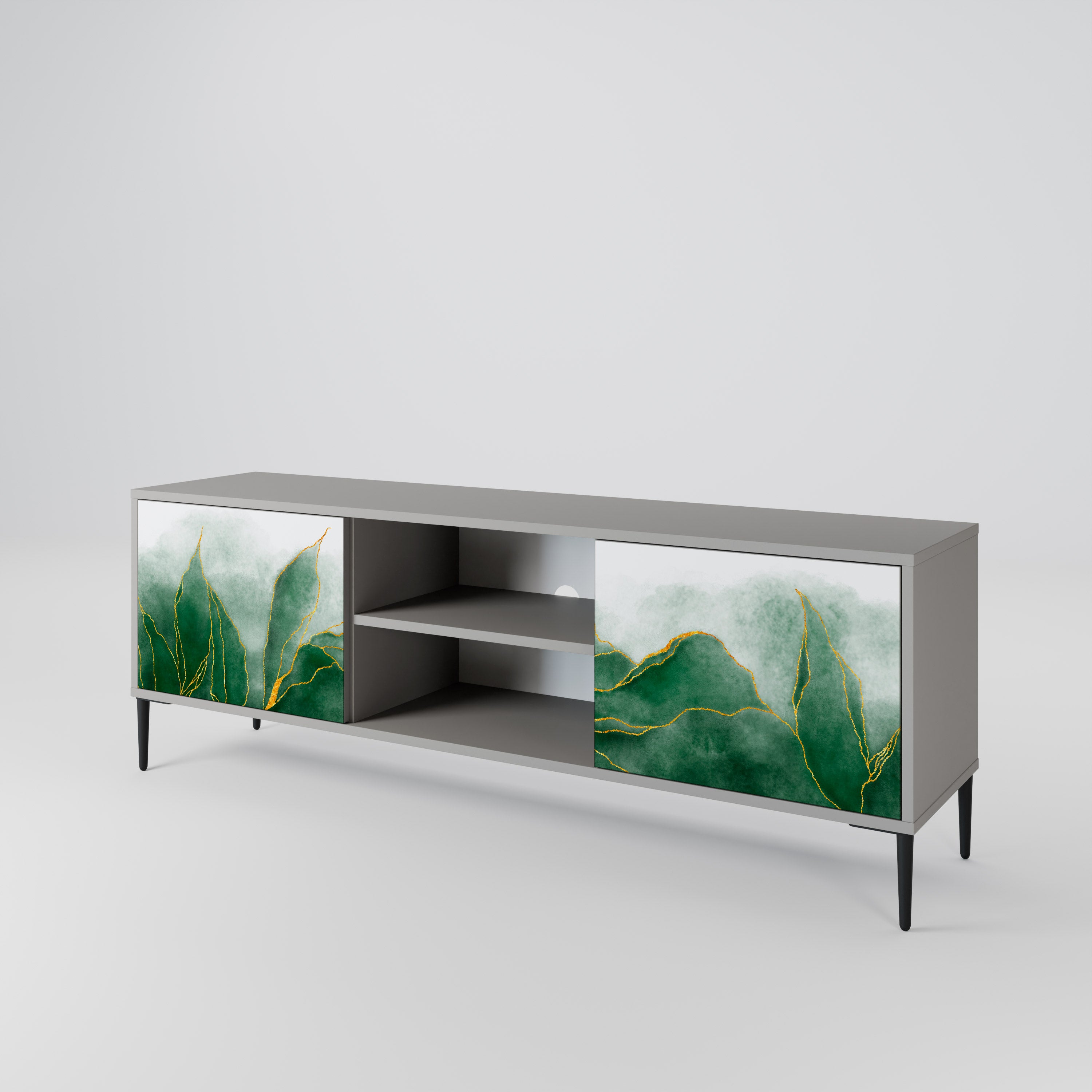 EXPENSIVE NATURE 2-Door TV Stand in Grey Finish