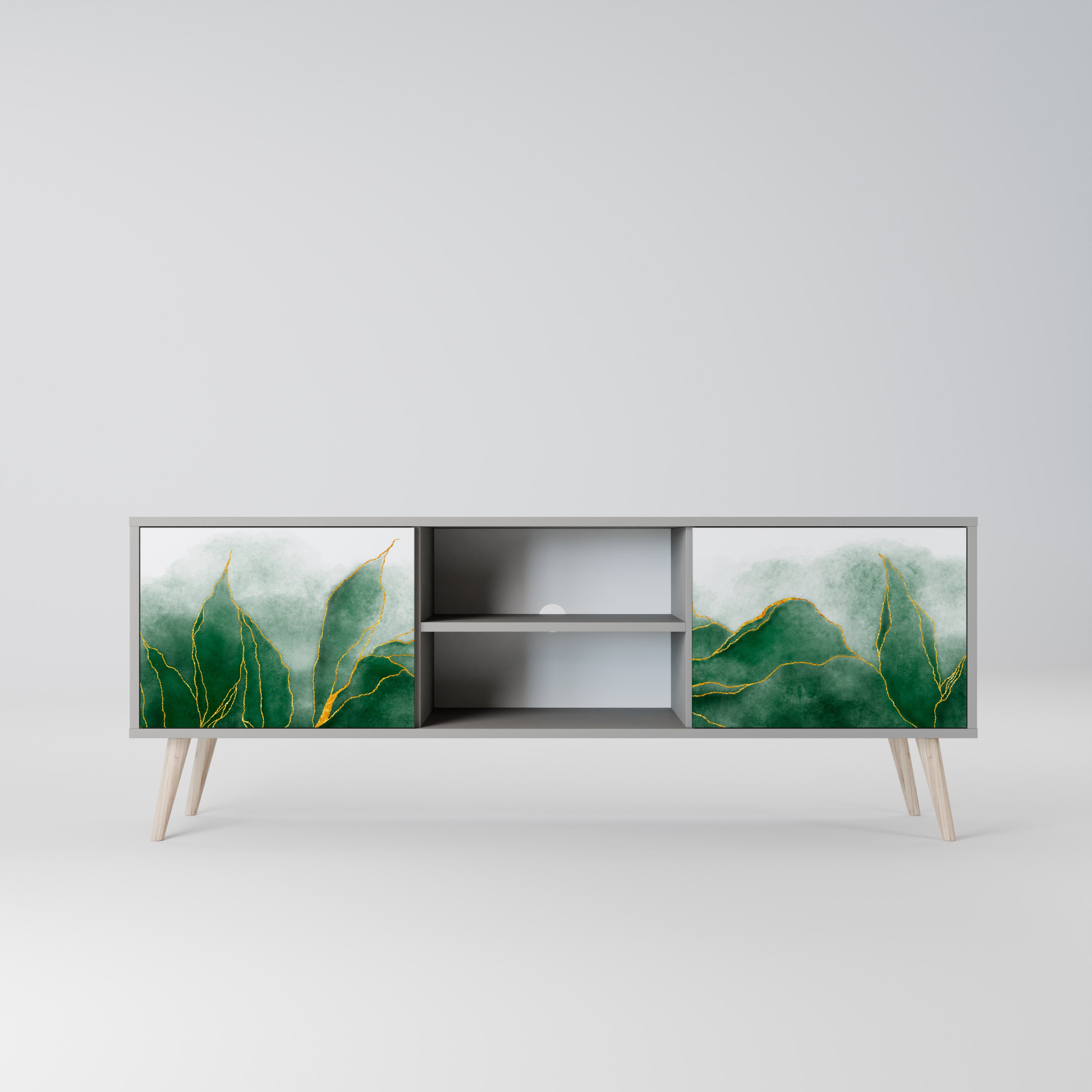 EXPENSIVE NATURE 2-Door TV Stand in Grey Finish