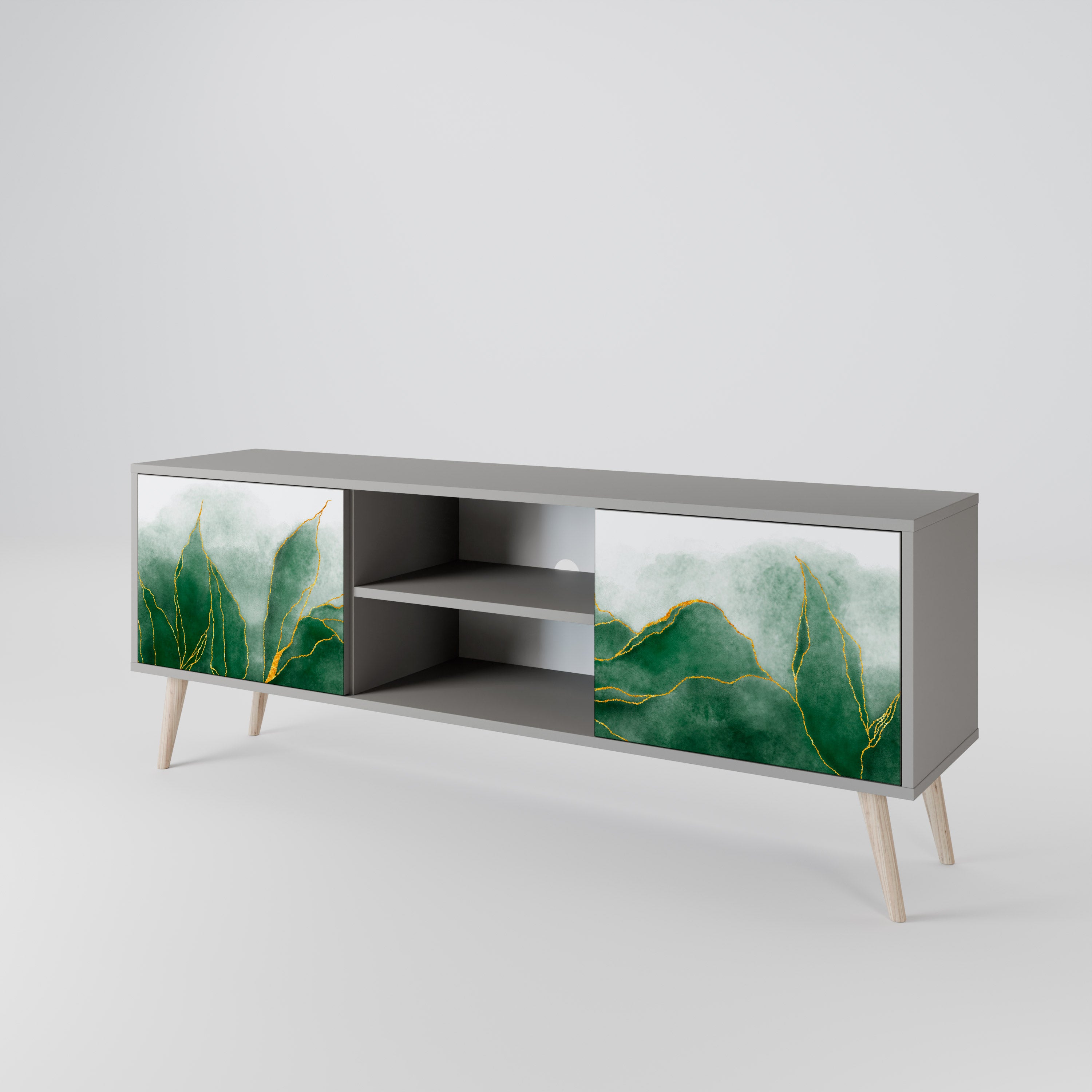 EXPENSIVE NATURE 2-Door TV Stand in Grey Finish