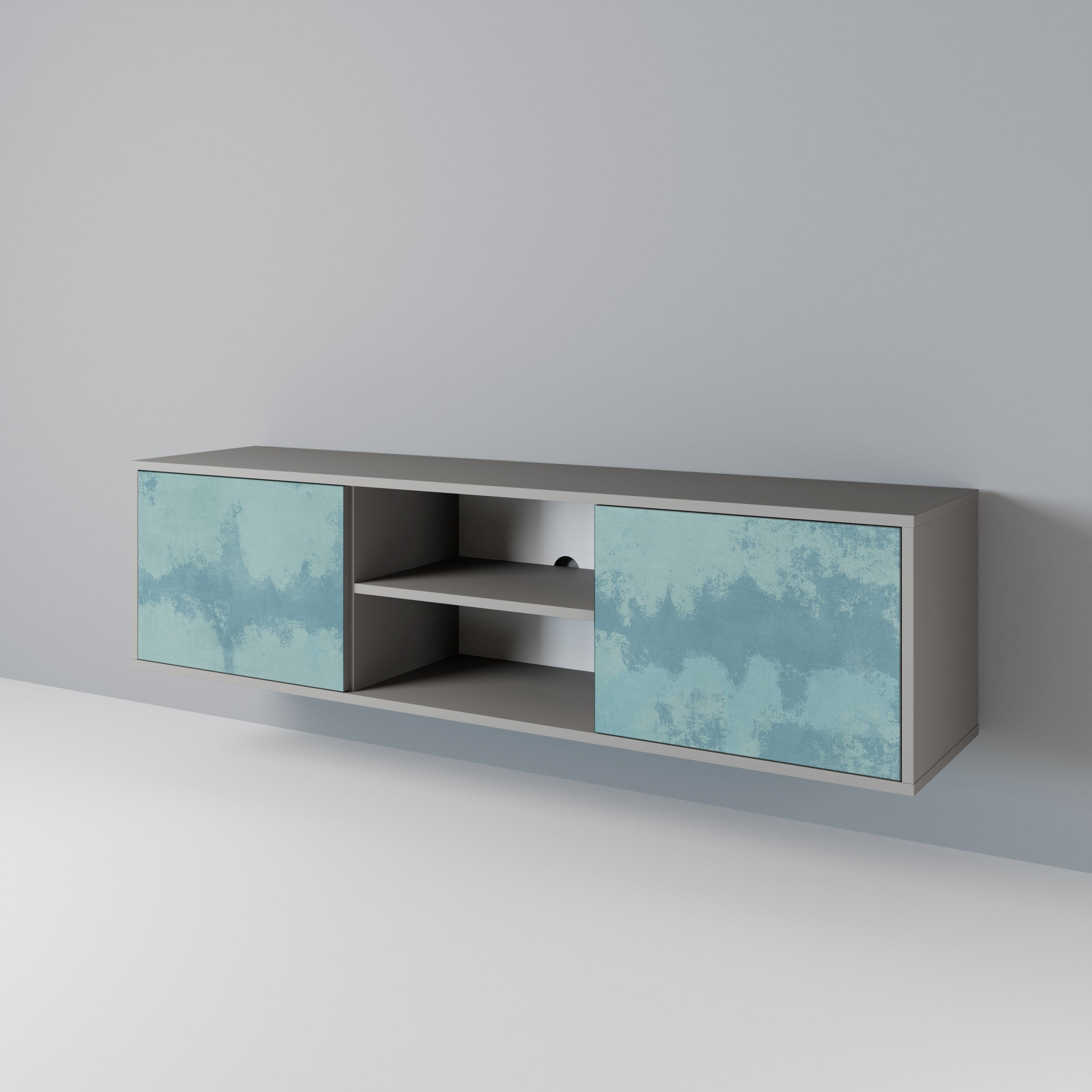 SKY WASH 2-Door TV Stand in Grey Finish