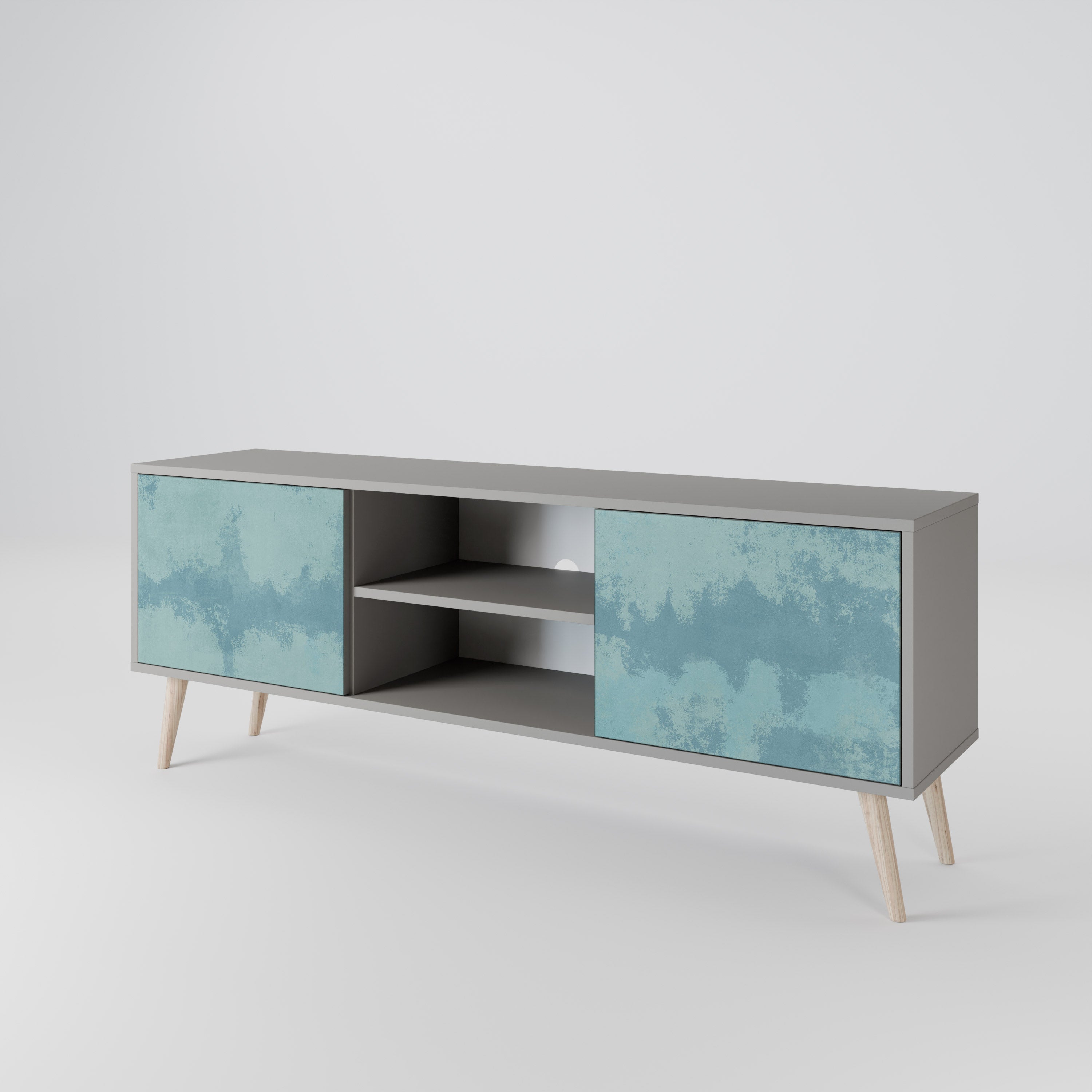 SKY WASH 2-Door TV Stand in Grey Finish