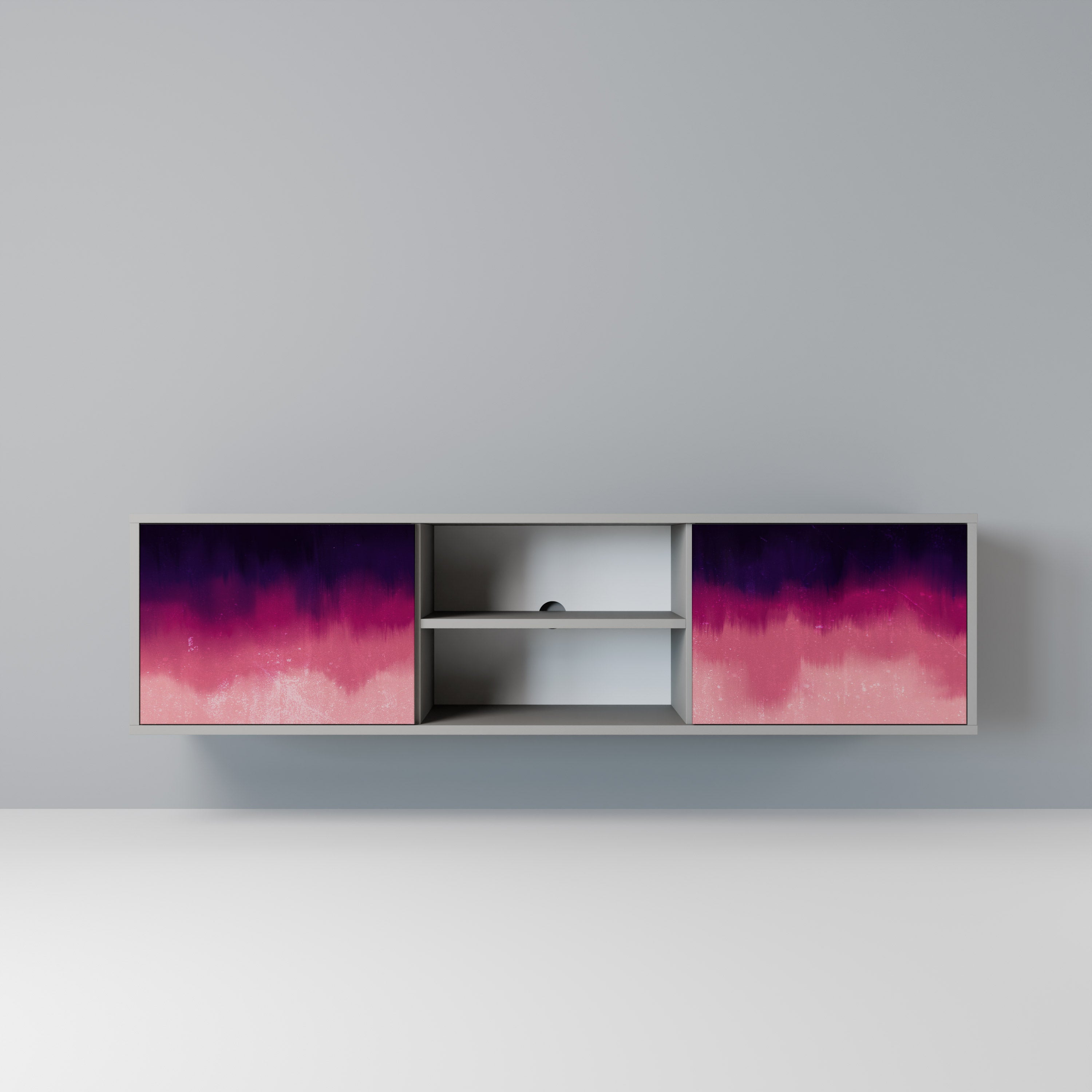 AURORA BOREALIS 2-Door TV Stand in Grey Finish