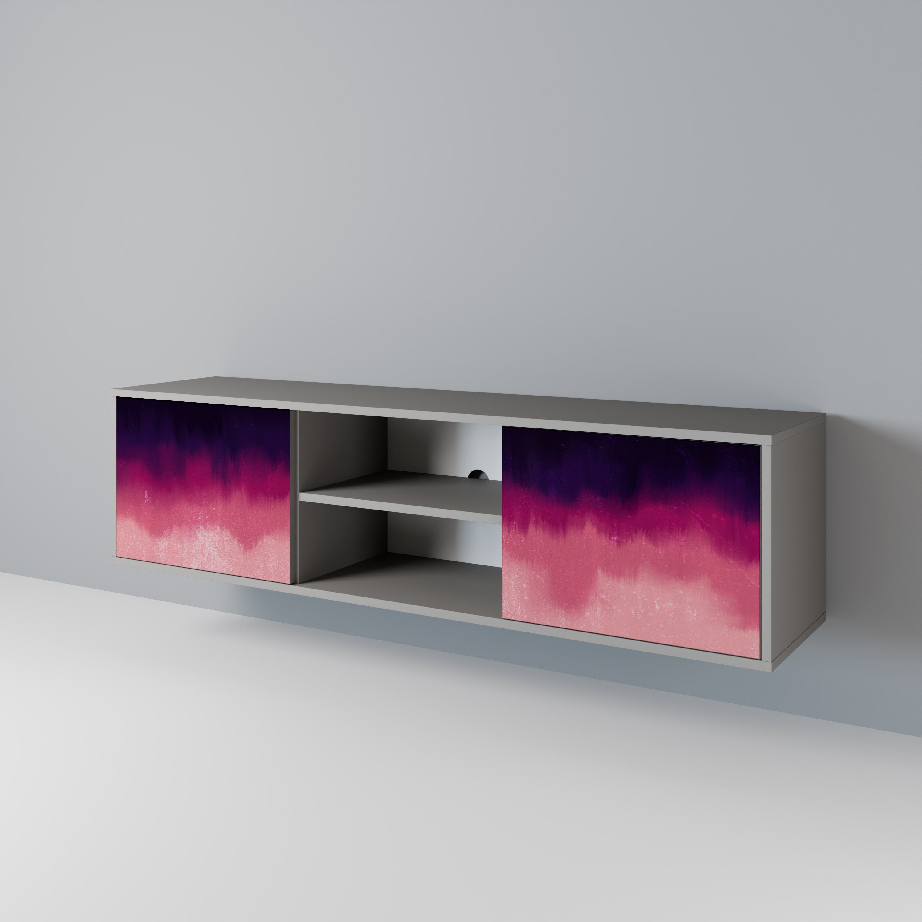 AURORA BOREALIS 2-Door TV Stand in Grey Finish