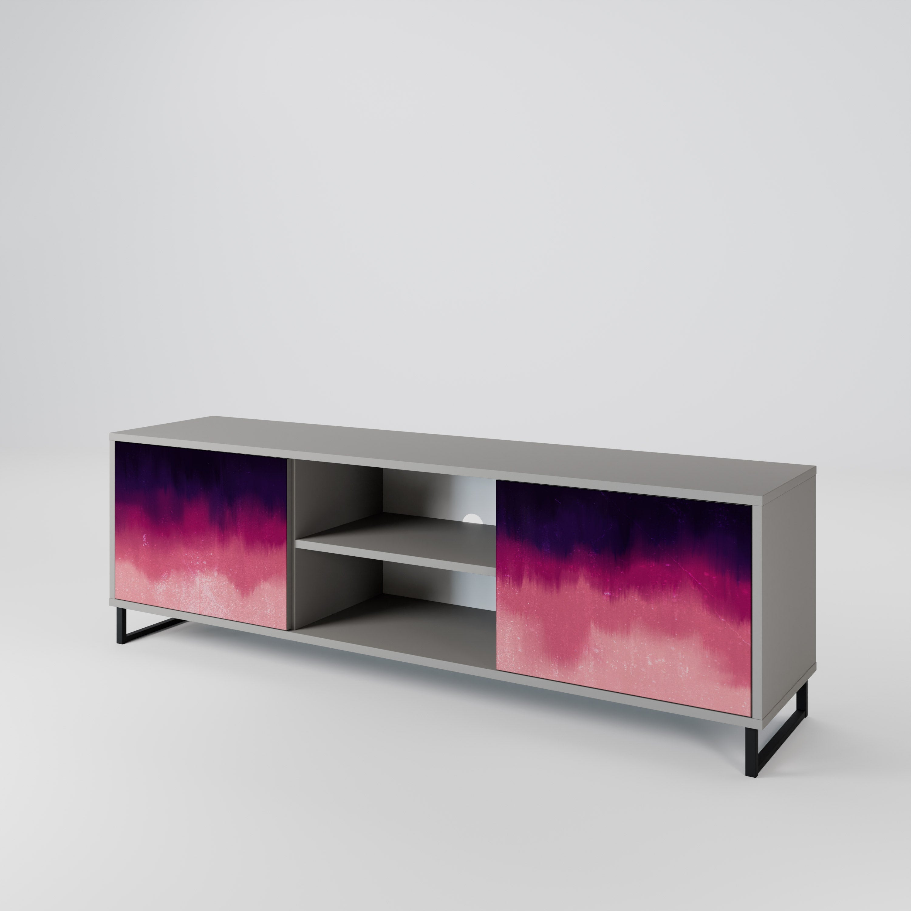 AURORA BOREALIS 2-Door TV Stand in Grey Finish