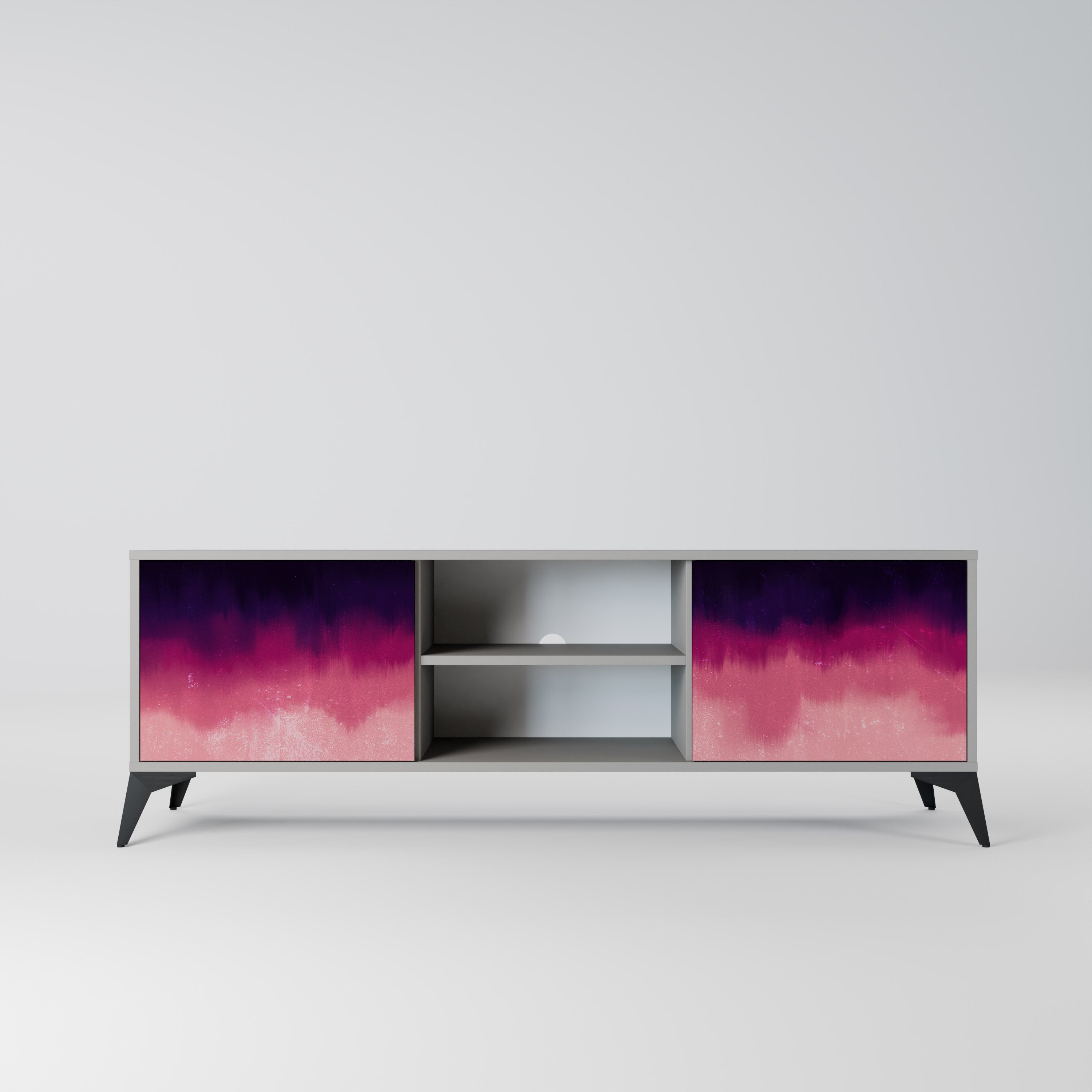 AURORA BOREALIS 2-Door TV Stand in Grey Finish
