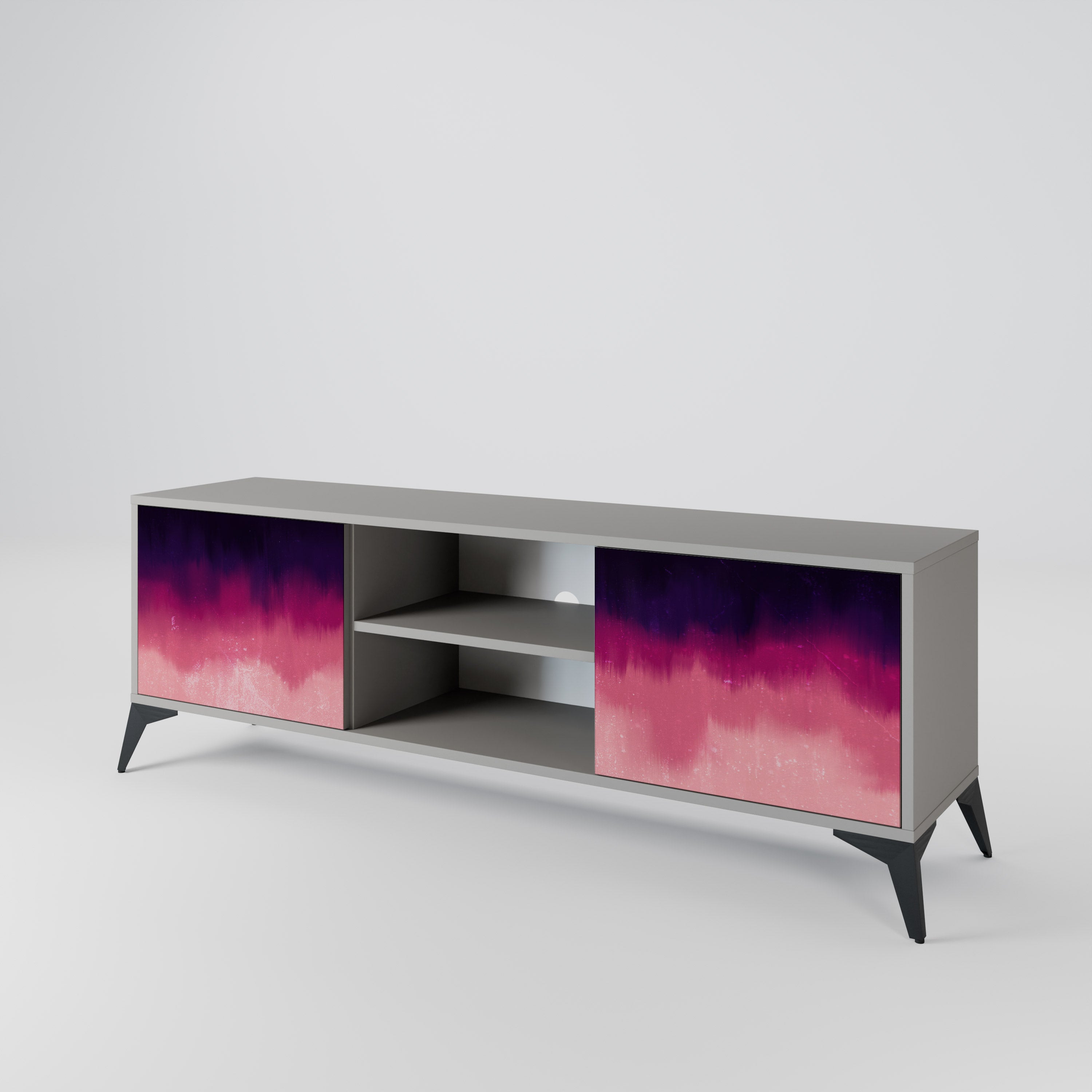 AURORA BOREALIS 2-Door TV Stand in Grey Finish