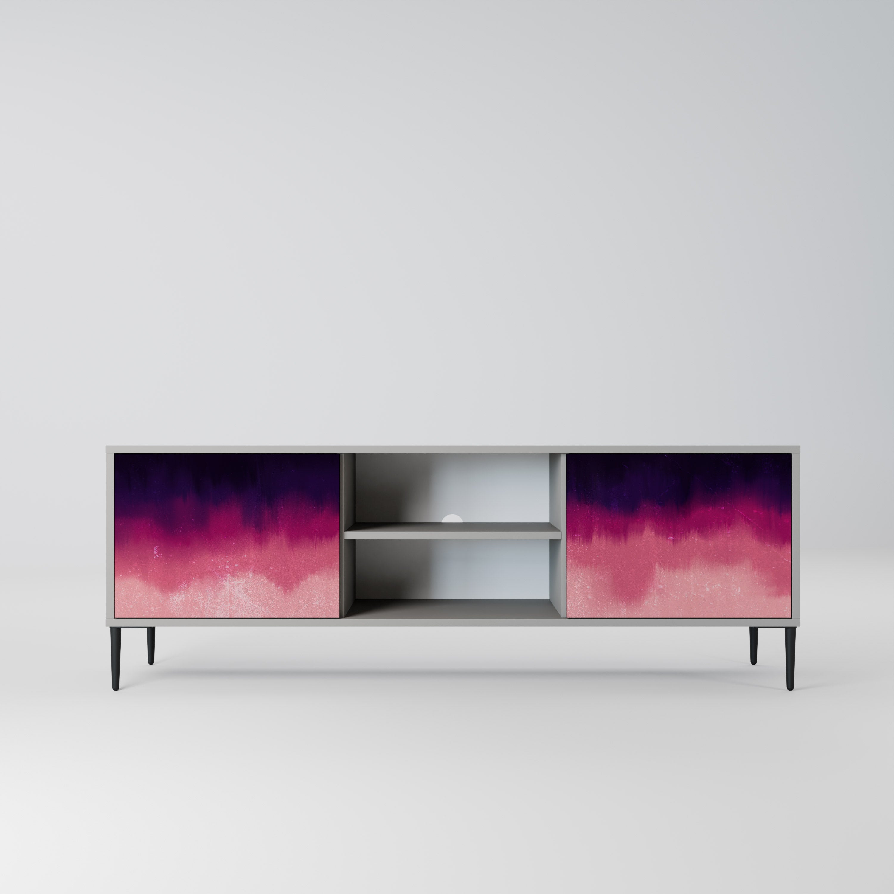 AURORA BOREALIS 2-Door TV Stand in Grey Finish