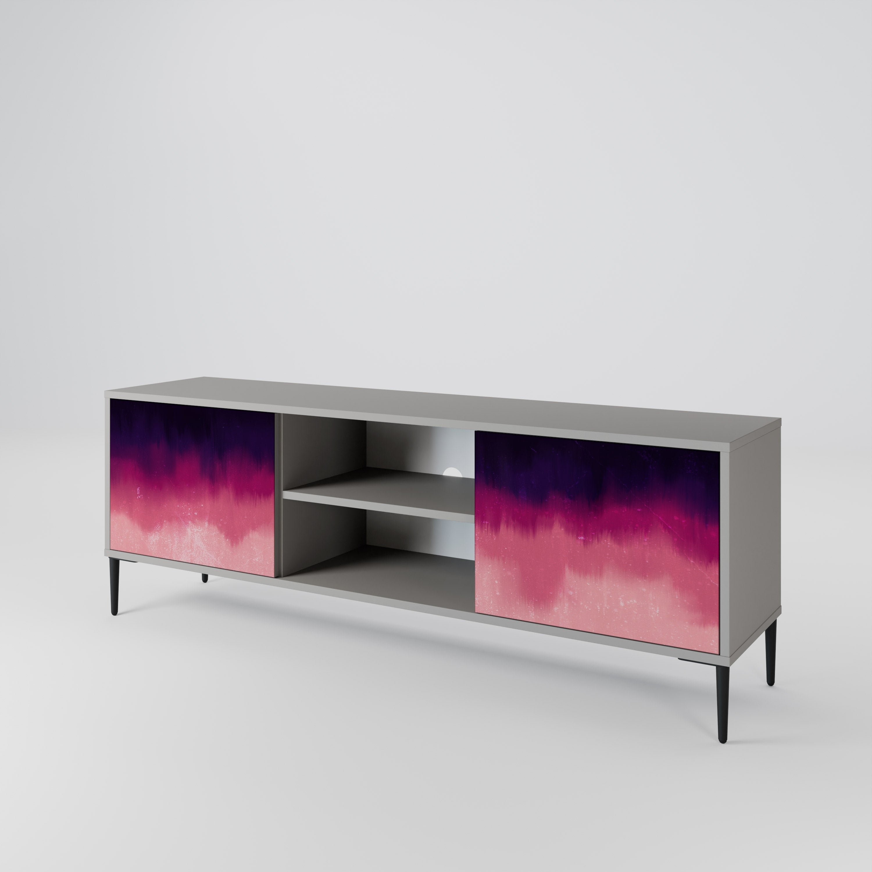 AURORA BOREALIS 2-Door TV Stand in Grey Finish