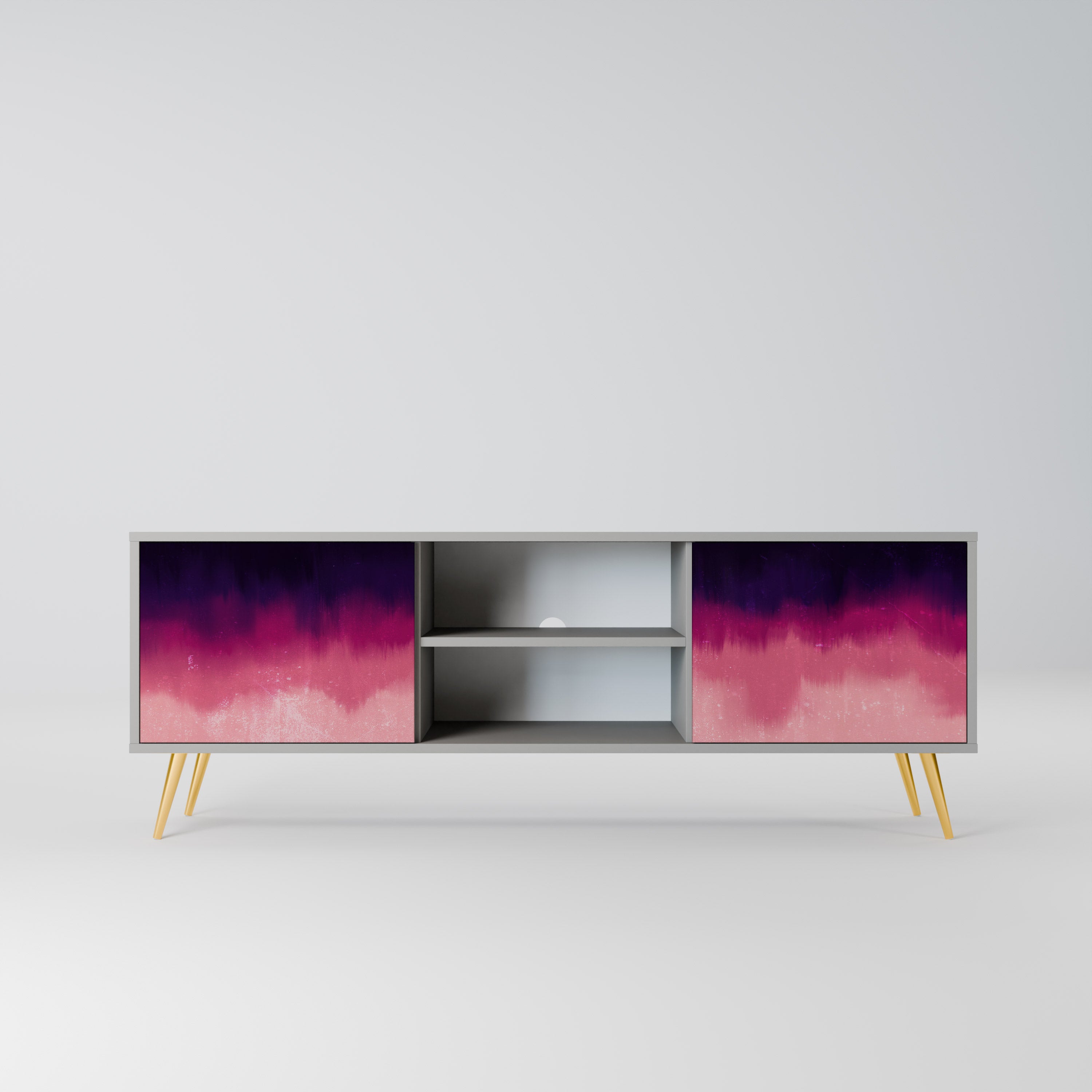 AURORA BOREALIS 2-Door TV Stand in Grey Finish