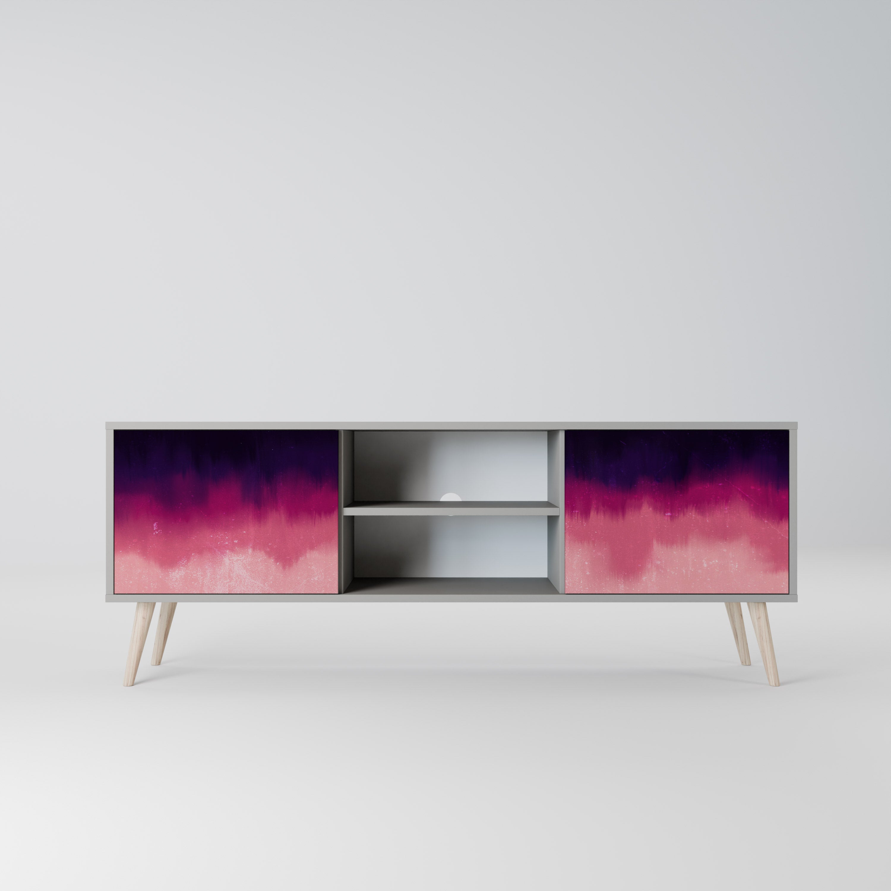 AURORA BOREALIS 2-Door TV Stand in Grey Finish
