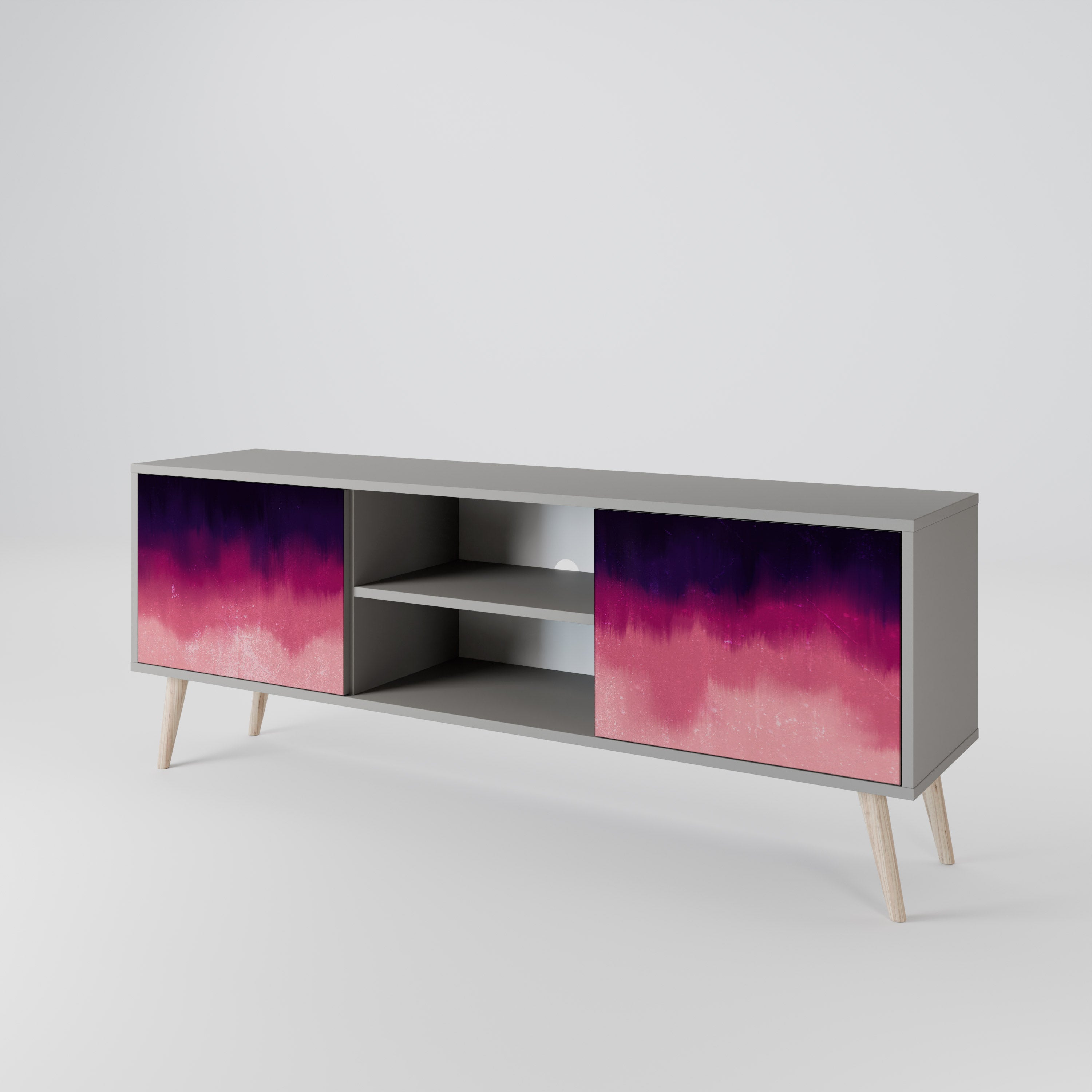 AURORA BOREALIS 2-Door TV Stand in Grey Finish